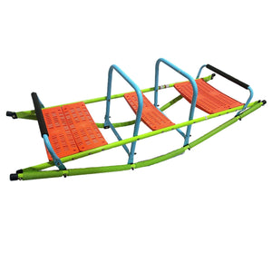 High Quality Kids Seesaw Plastic Seat Playground Equipment Cute Baby Plastic Rocker Outdoor Children Blue And Green Steel Tube For Kids Age 3+