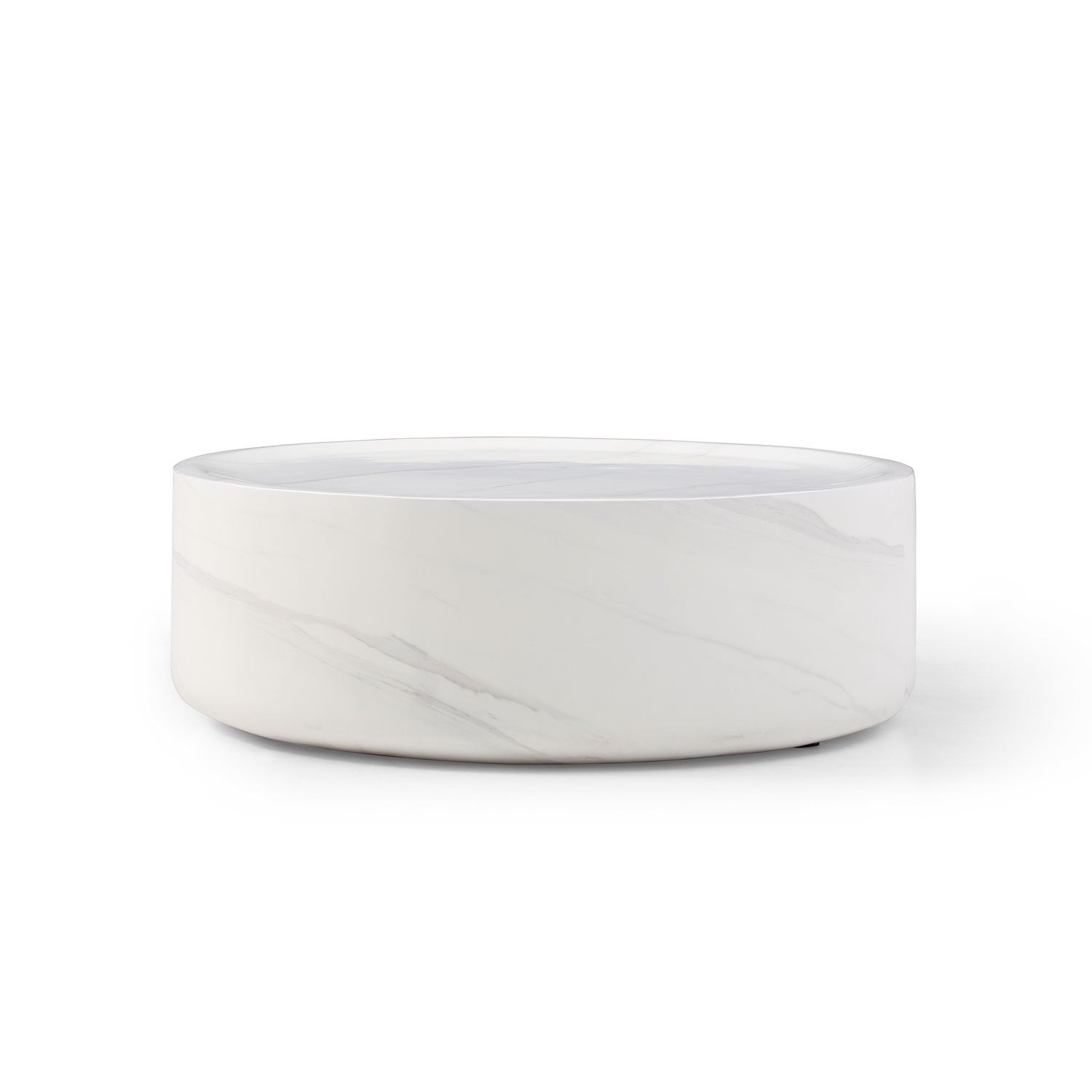 35.43" Round Coffee Table, Marble Table, Simple Modern Center Cocktail Table, Sturdy Fiberglass Table for Living Room, White