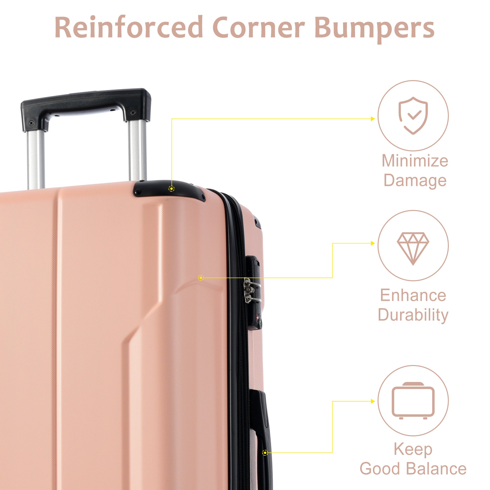 🆓🚛 Hardshell Luggage Sets 3 Pcs Spinner Suitcase With TSA Lock Lightweight 20''24''28'', Pink