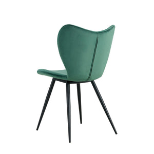 Dining Chairs Set Of 2, Dark Green Velvet  Chair Modern Kitchen Chair With Metal Leg