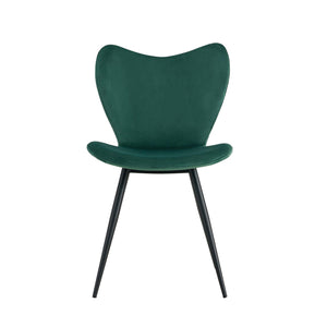 Dining Chairs Set Of 2, Dark Green Velvet  Chair Modern Kitchen Chair With Metal Leg