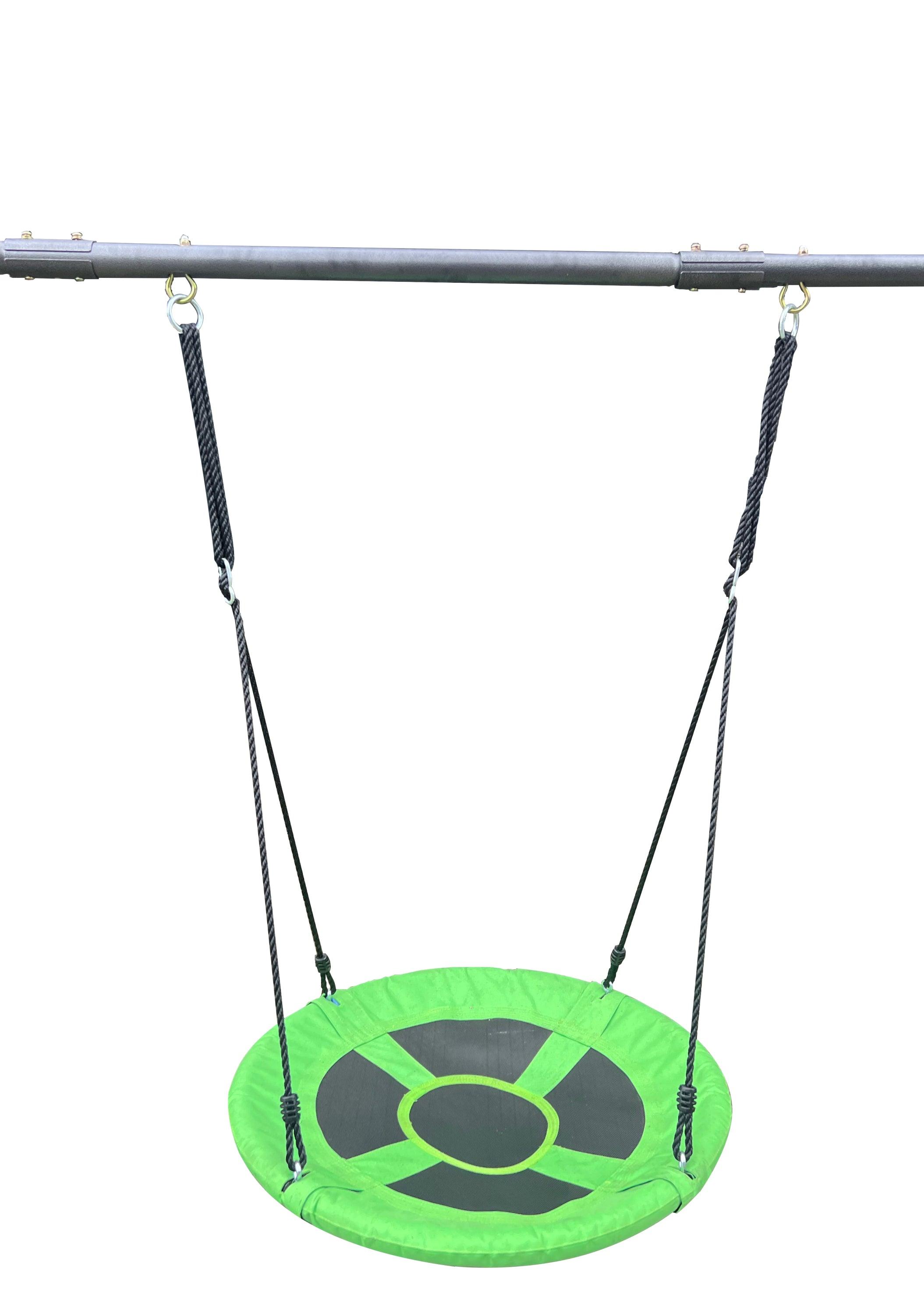 Green and Blue Interesting Six Function Swingset With Net Swing Metal Plastic Safe Swing Set 440lbs for Outdoor Playground for Age 3+ With 31.5in Net Swing