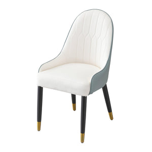 Dining Chair with PU Leather white green solid wood metal legs (Set of 2)