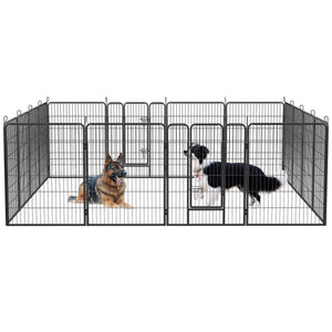 Dog Playpen Outdoor, 16 Panels Dog Pen 40" Height Dog Fence Exercise Pen With Doors For Large/Medium/Small Dogs, Portable Pet Playpen For Yard, RV, Camping, Hammer Paint Finish