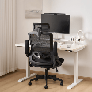 Ergonomic Office Desk Chair, Mesh High Back Computer Chair with Adjustable 3D Headrest & Lumbar Support & Flip-Up Arms Executive/Home/Study/Work Office Desk Chairs with Wheels