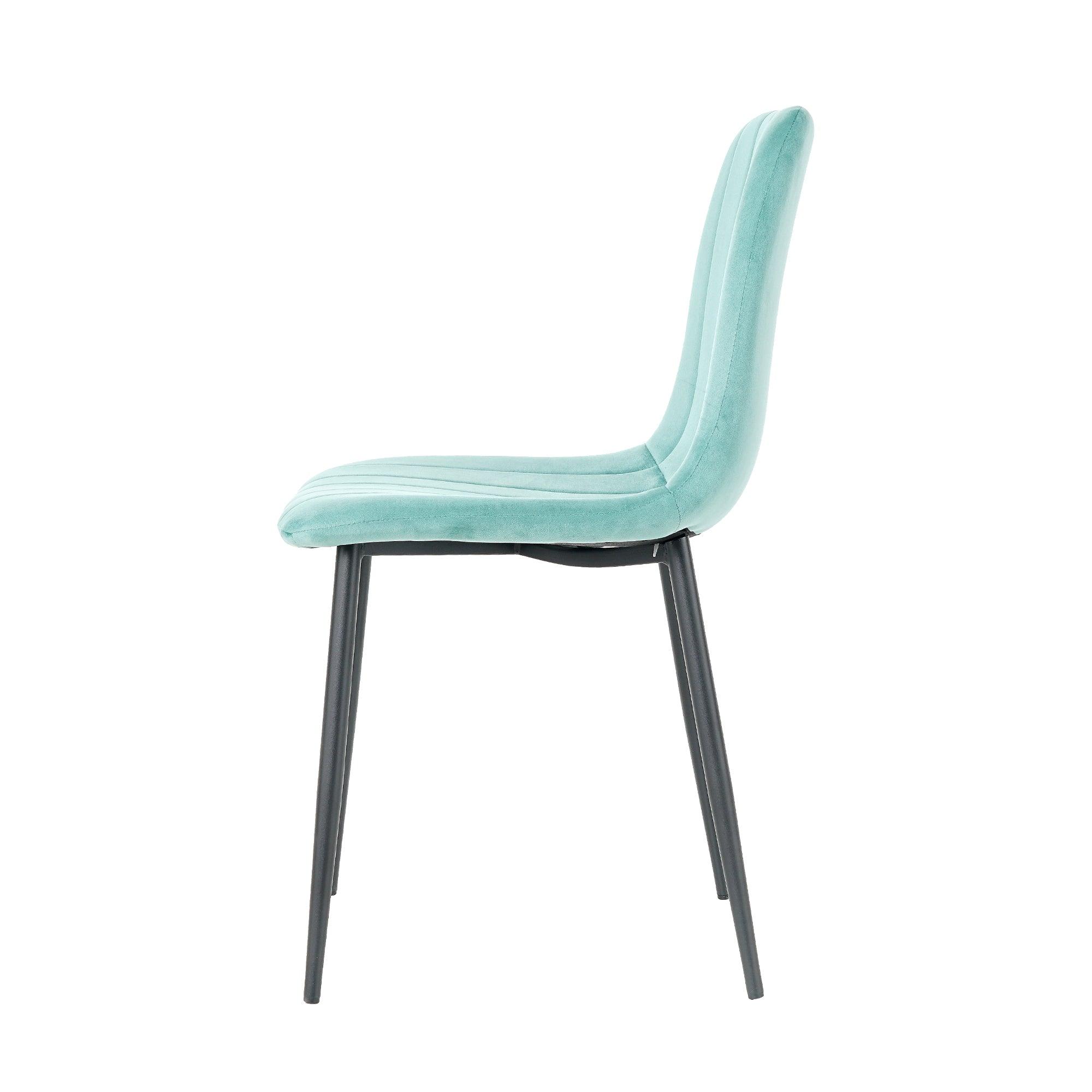 GIKILI Modern Dining Kitchen Chairs with Black Coated Metal Legs (set of 4), Teal