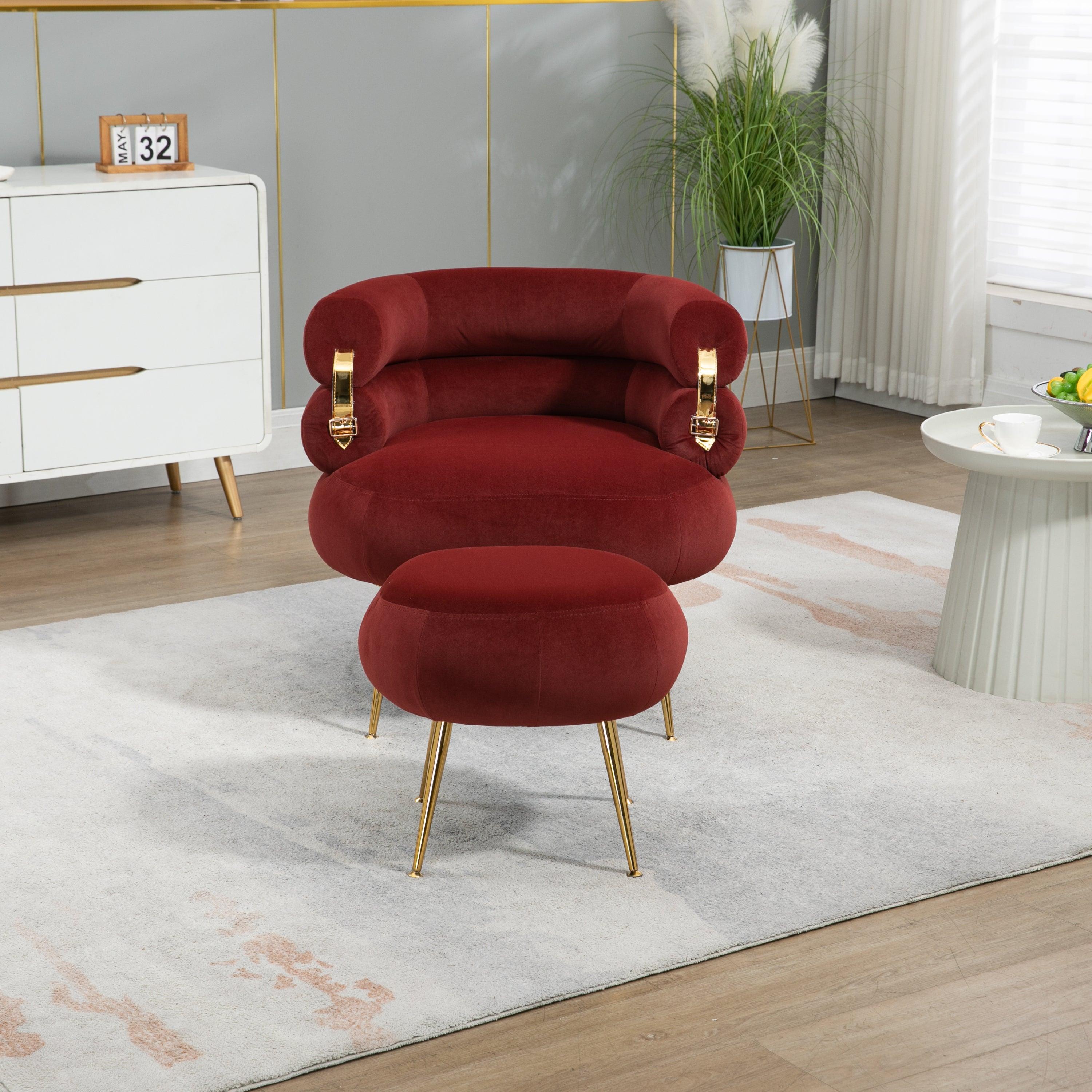 🆓🚛 Velvet Accent Chair Modern Upholstered Armchair Tufted Chair With Metal Frame, Single Leisure Chairs for Living Room Bedroom