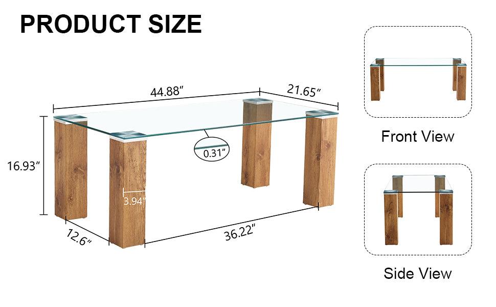 Glass-Top Coffee Table, Tea table, with MDF Legs - Stylish Blend of Elegance and Durability