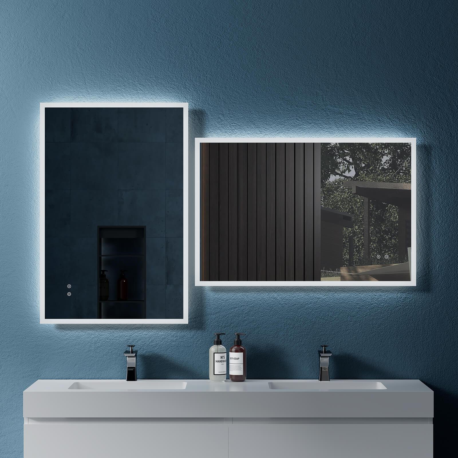 🆓🚛 36" W X 24" H Modern Wall Mounted Led Backlit Anti-Fog Rectangular Bathroom Mirror With Temperature Adjustable & Memory Function Touch Switch