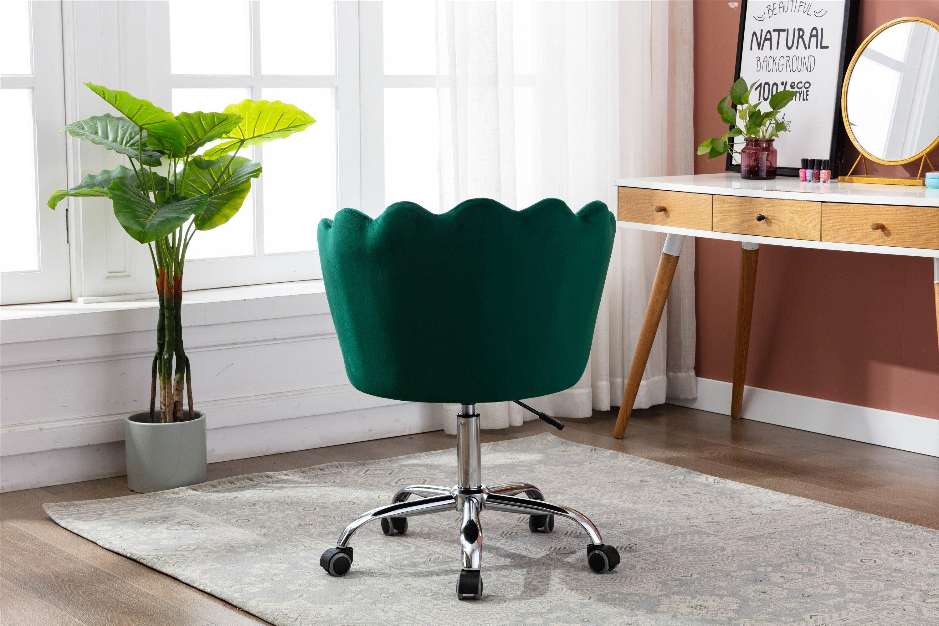 🆓🚛 Swivel Shell Chair for Living Room/Bed Room, Modern Leisure Office Chair Green