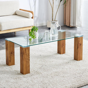 Glass-Top Coffee Table, Tea table, with MDF Legs - Stylish Blend of Elegance and Durability