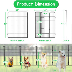 Dog Playpen Foldable 24 Panels Dog Pen 40" Height Pet Enclosure Dog Fence Outdoor With Lockable Door For Large/Medium/Small Dogs, Puppy Playpen, RV, Camping Pet Fence