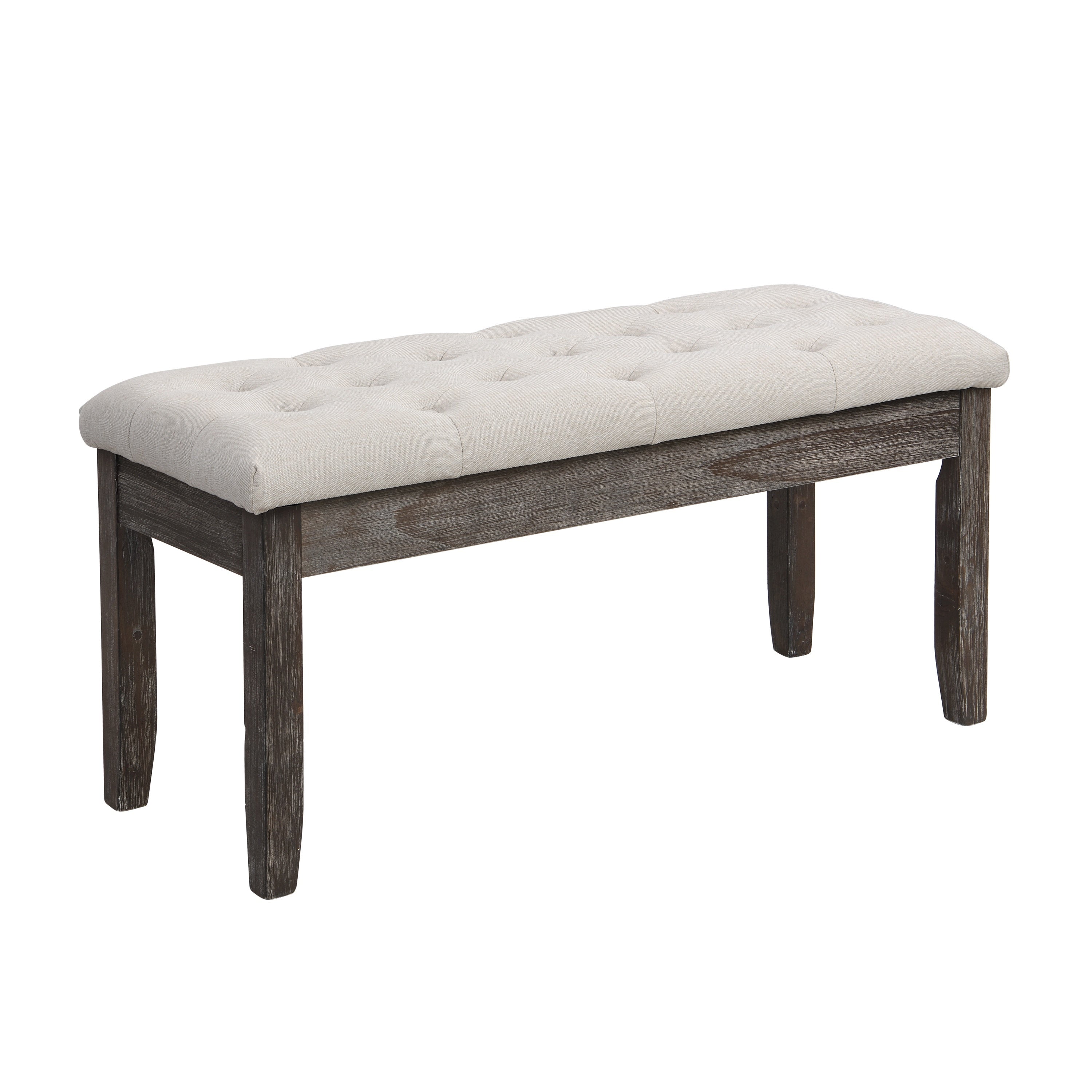 🆓🚛 Button Tufted Upholstered Bench, Entryway Shoe Bench, Beige