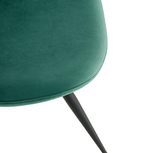 Dining Chairs Set Of 2, Dark Green Velvet  Chair Modern Kitchen Chair With Metal Leg