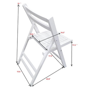 Furniture Slatted Wood Folding Special Event Chair - White, Set Of 4, FOLDING CHAIR, FOLDABLE STYLE