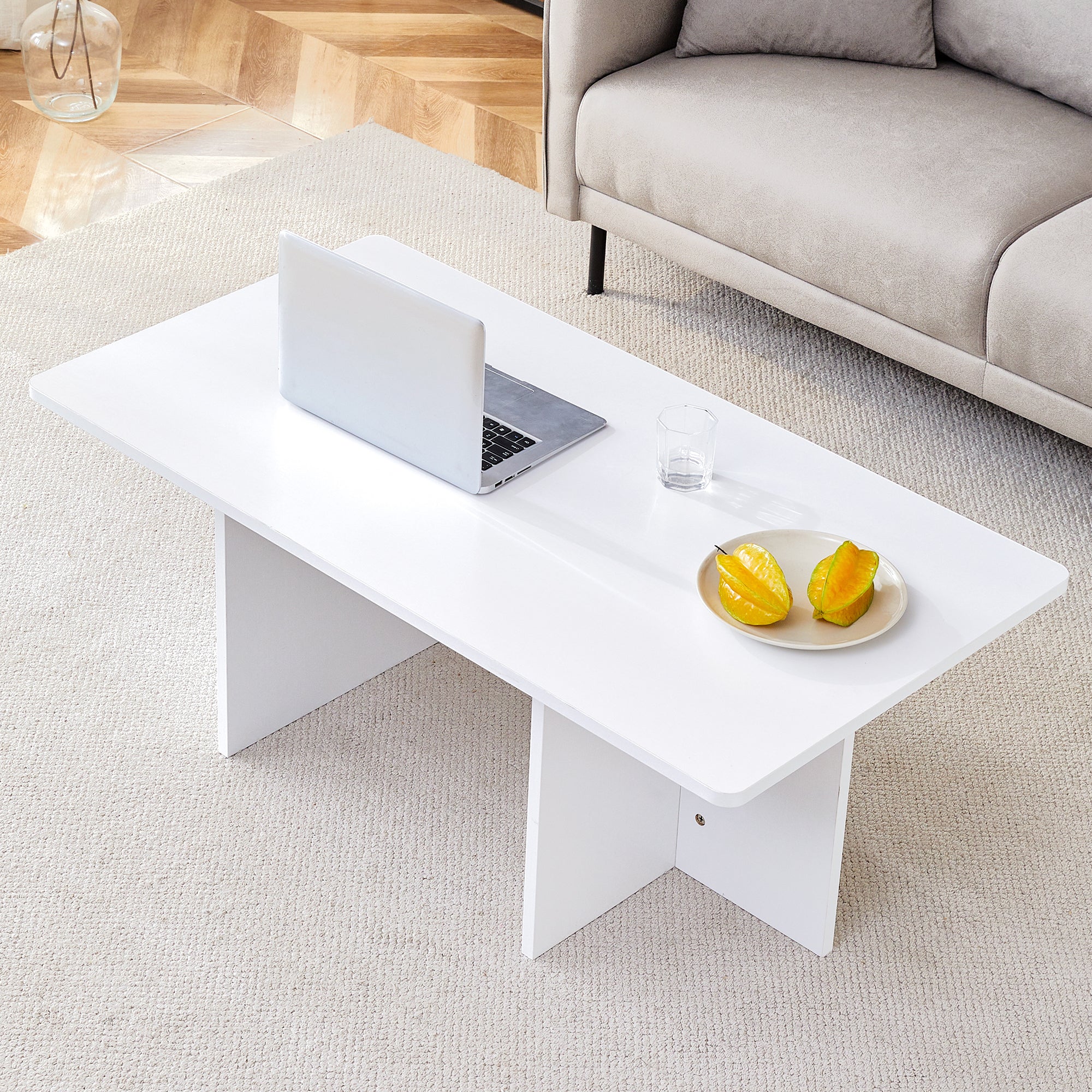 Modern and Practical White Coffee Table, Suitable for Living Room, Bedroom, and Study