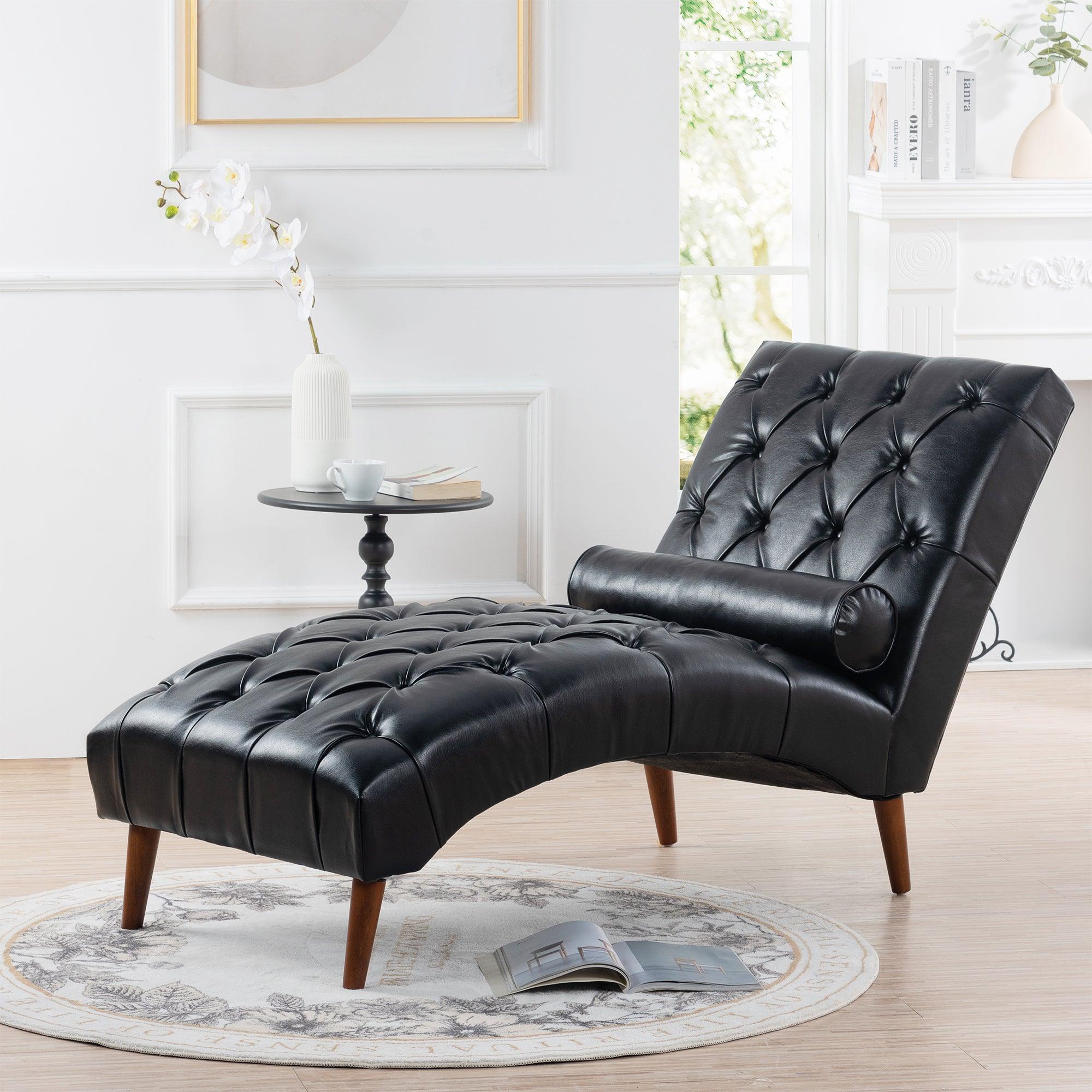 🆓🚛 Upholstered Chaise Lounge, Black