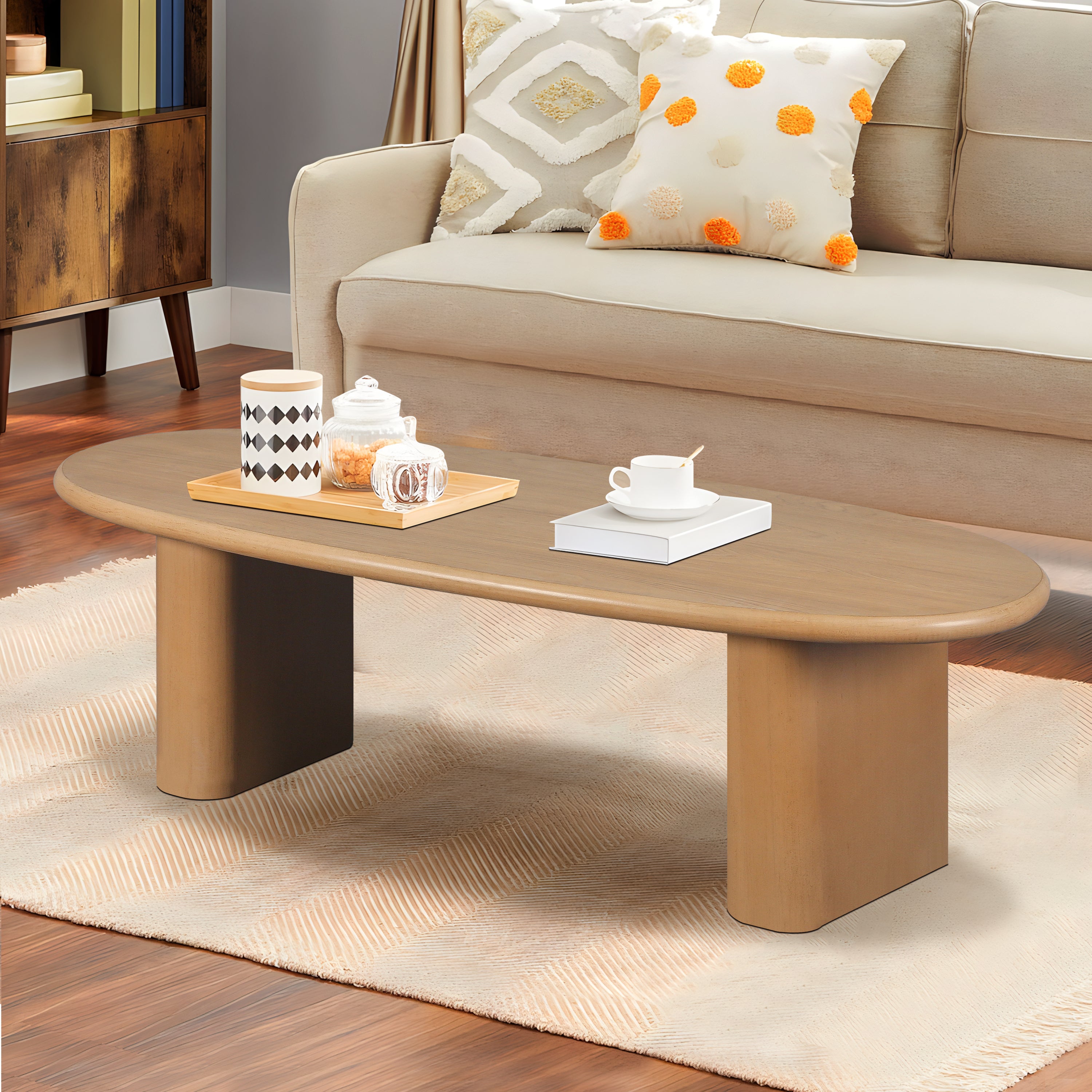 🆓🚛 51'' Tapered Tabletop Coffee Table (Natural Wood)