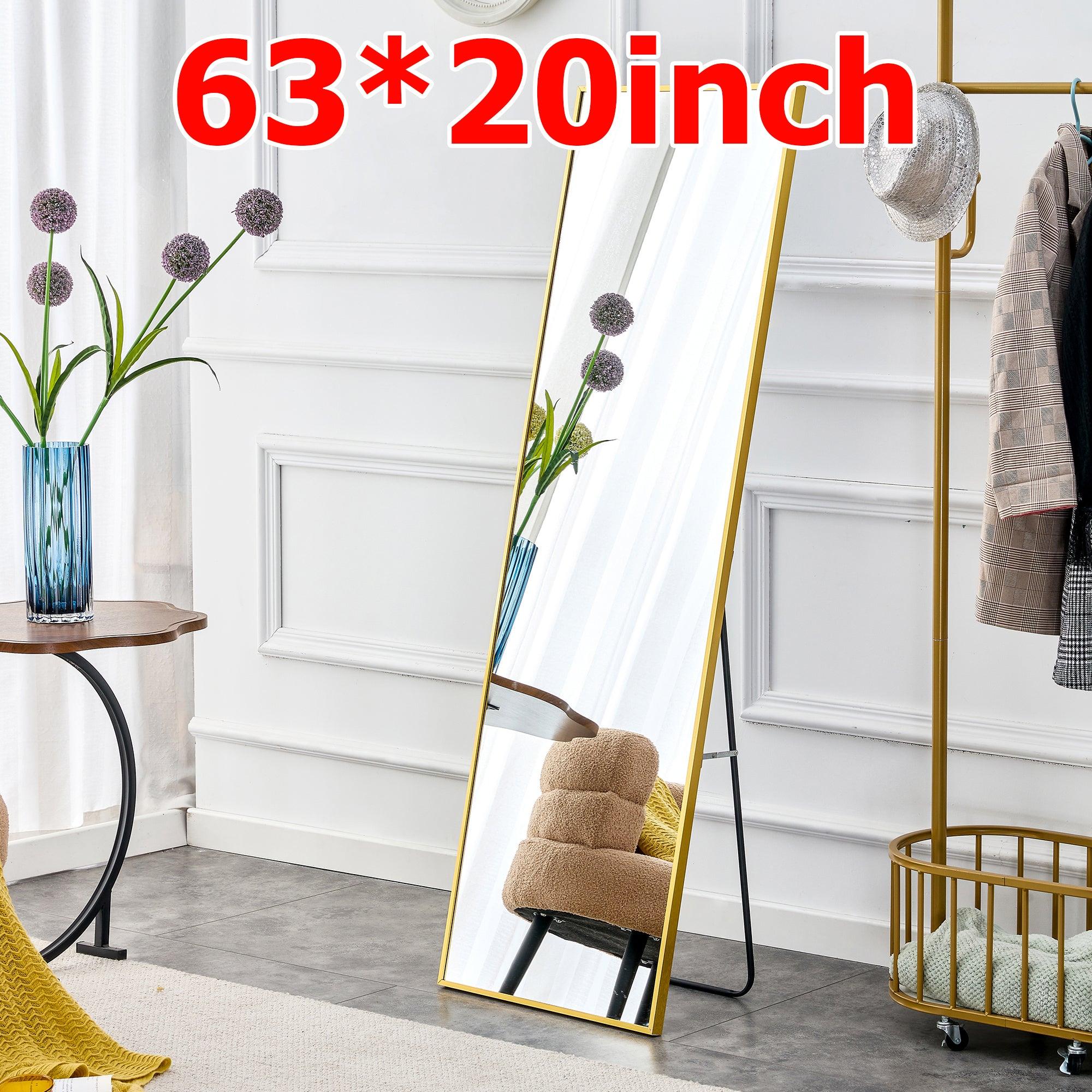 🆓🚛 63" X 20" Golden Metal Frame Wall Mounted/Floor Mounted Full Body Mirror