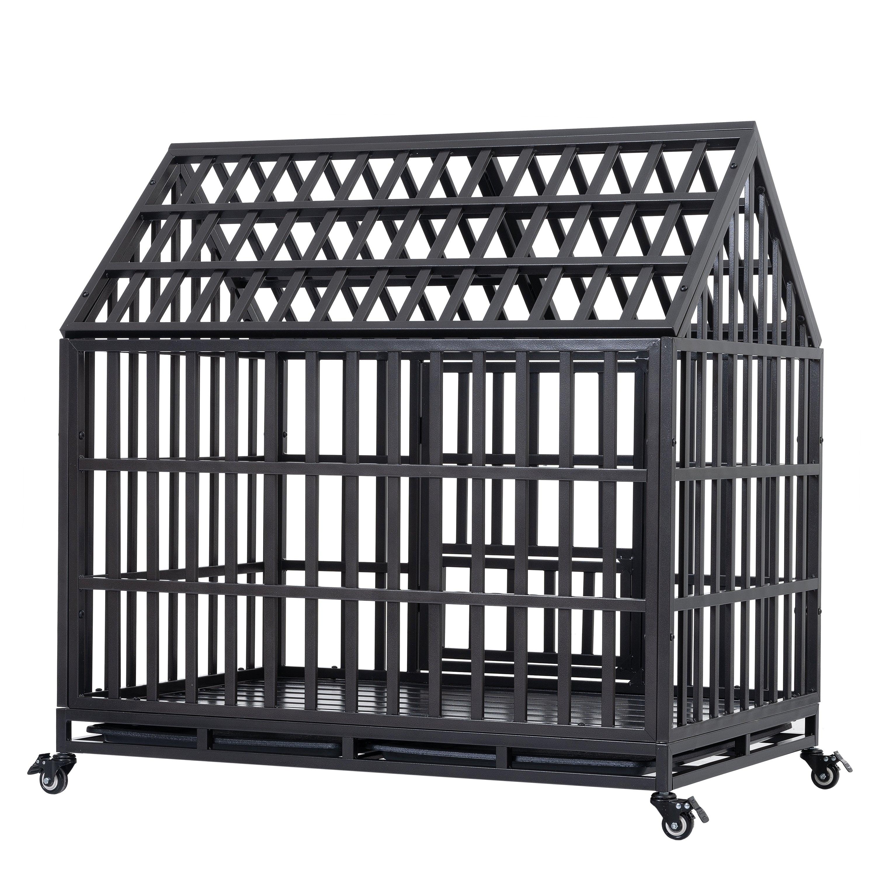 Heavy Duty Dog Cage  Pet Crate With Roof