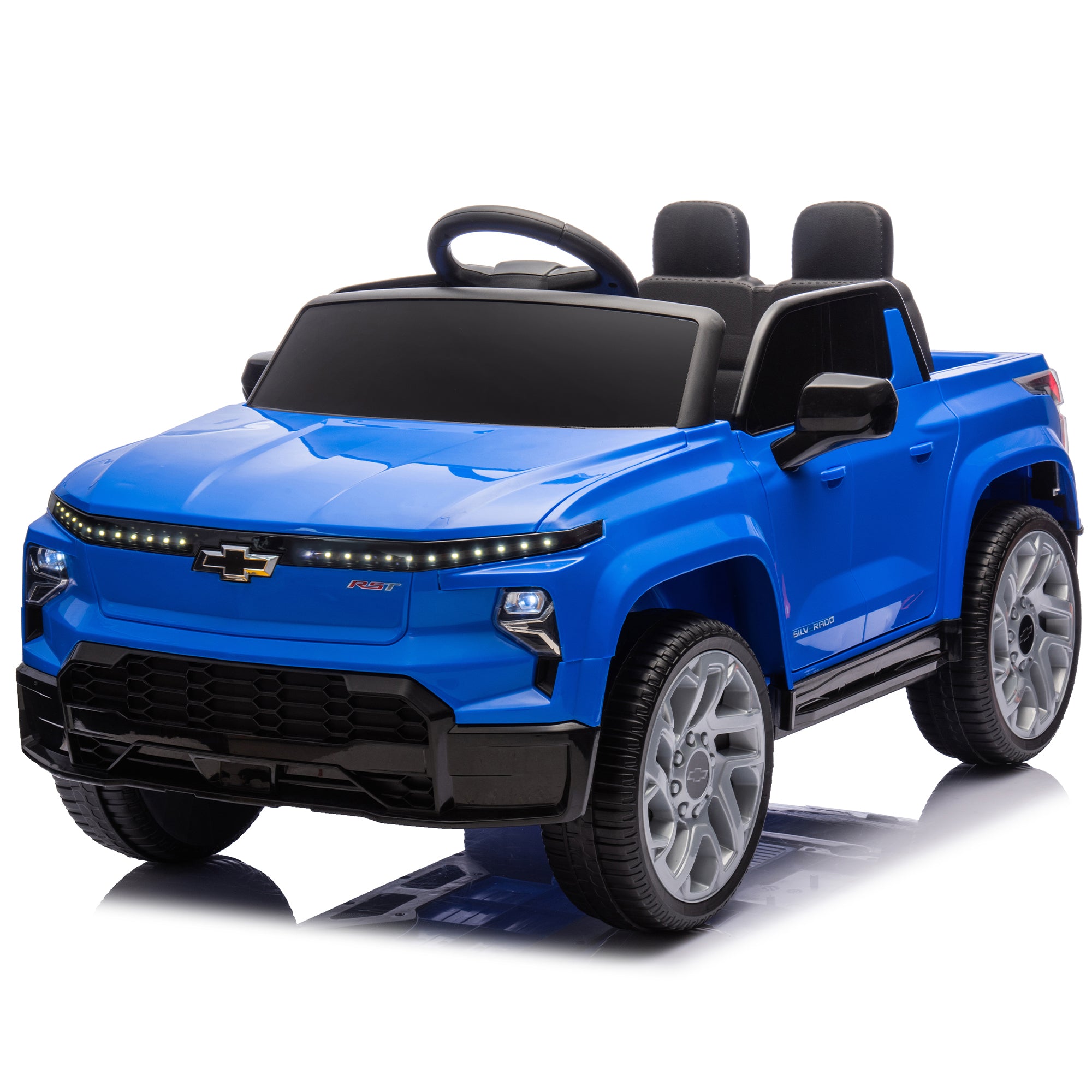 12V Kids Ride On Car W/Parents Control, Licensed Chevrolet Silverado, Four-Wheel Suspension, Led Lights, Bluetooth, Music, Usb, Mp3, Power Display, Speeds 1.86-3.11Mph for Kids Aged 2-5.