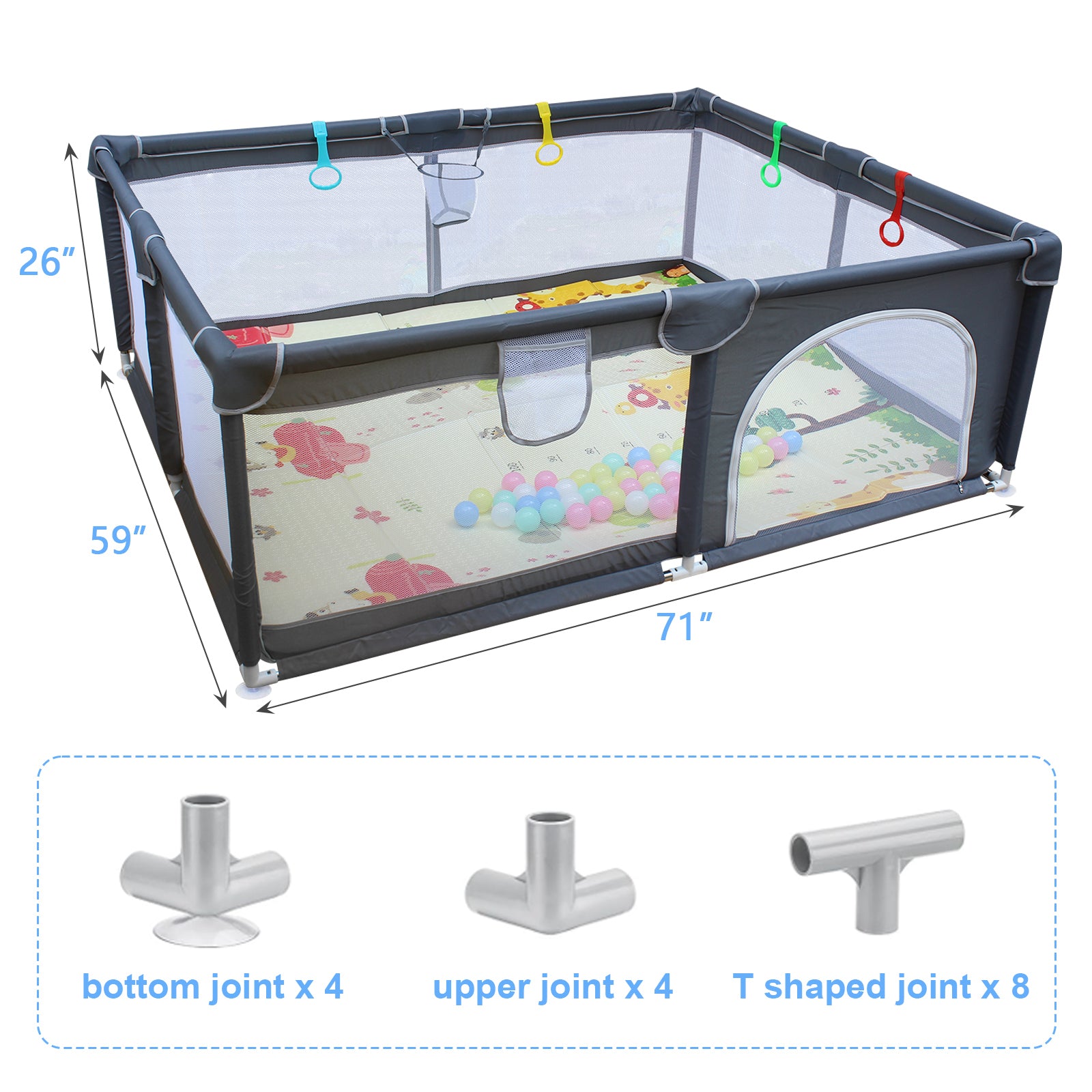 🆓🚛 71" X 59" Baby Playard Cloth Playpen Removable Enclosures for Indoor and Outdoor Use Care for Children and Pets