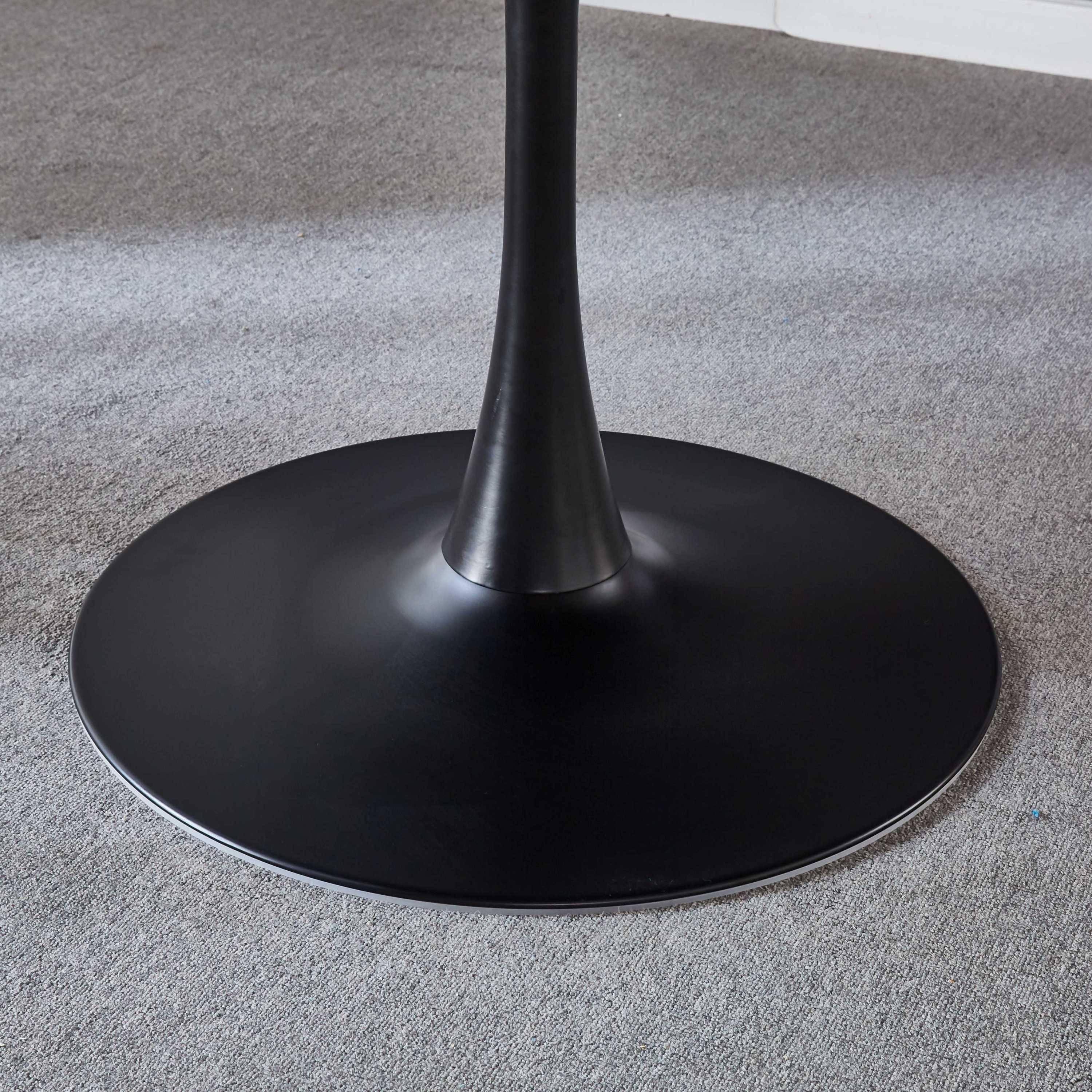 42.1" Black Tulip Table Mid-Century Dining Table for 4-6 People With Round Mdf Table Top, Pedestal Dining Table, End Table Leisure Coffee Table