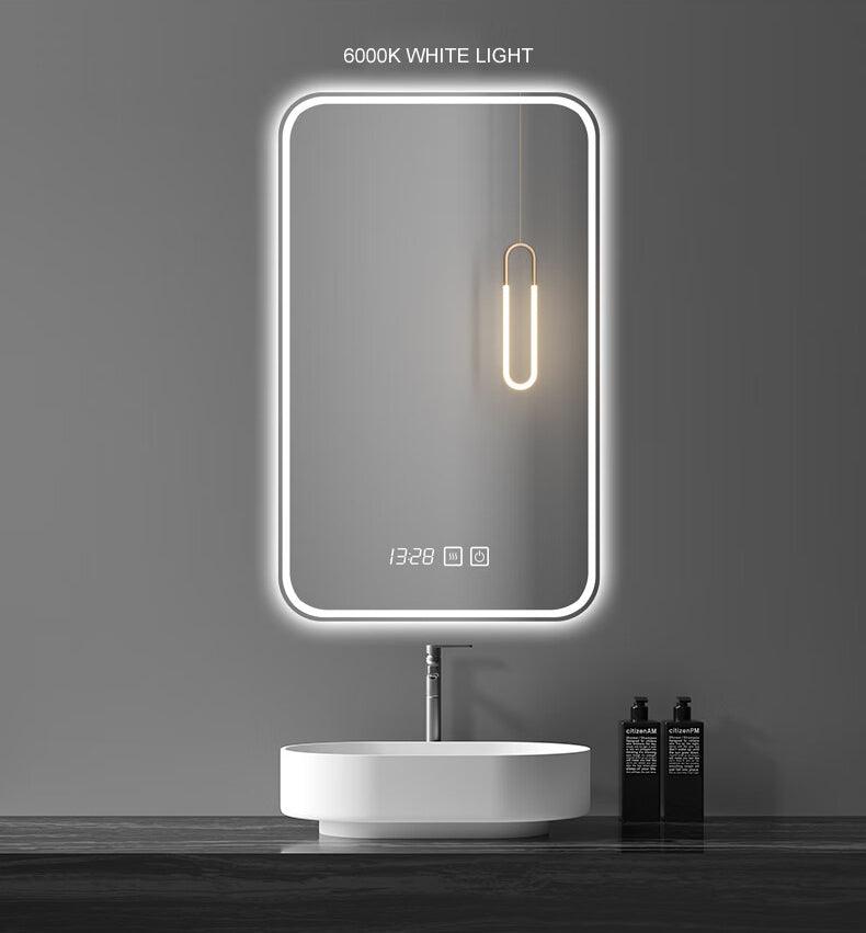 🆓🚛 20" X 28" Led Vanity Smart Mirror, Time & Temperature Display, Defogging, Gradient 3-Color Lighting