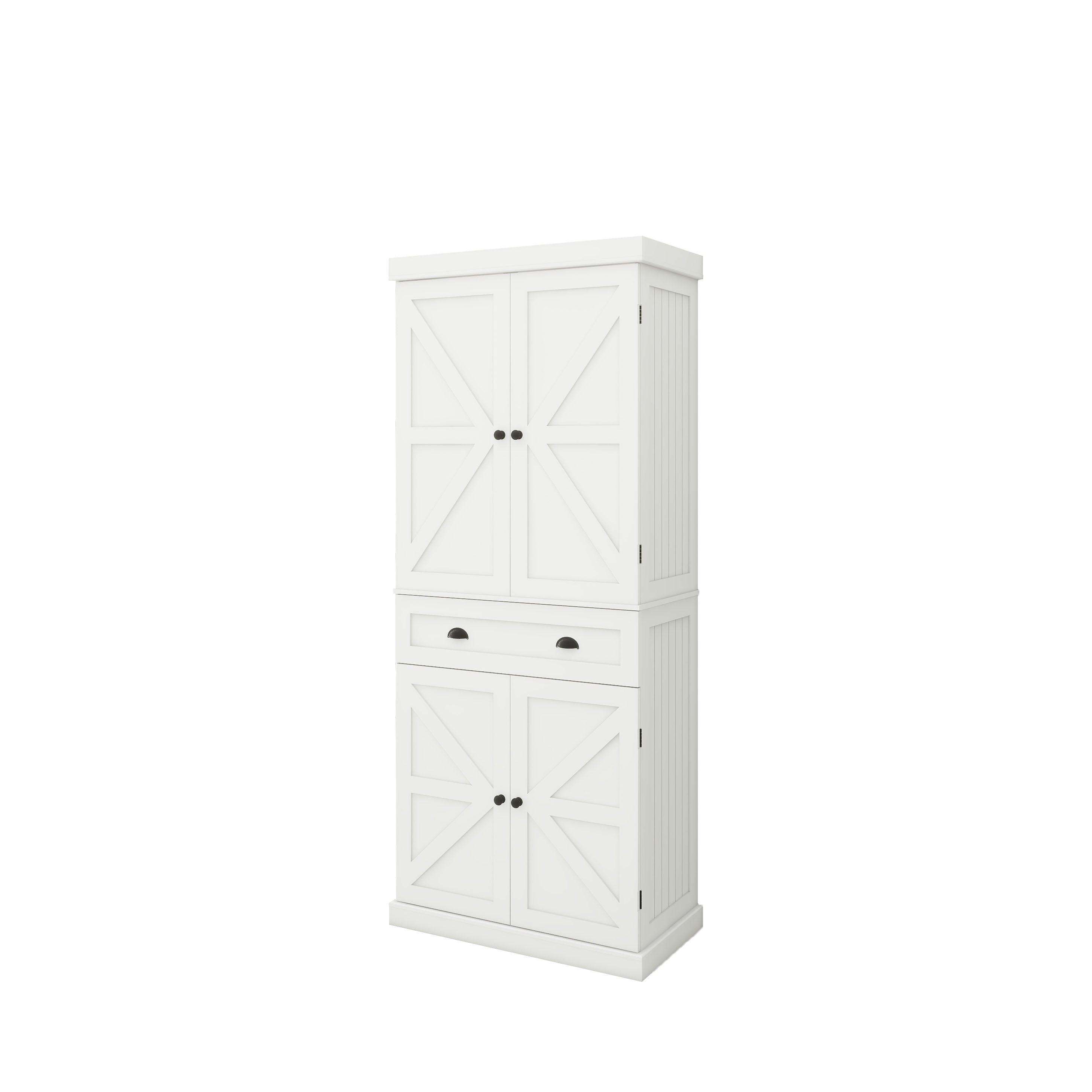 Four-door, one-drawer cabinets, Metric hinge full cover door panel-White