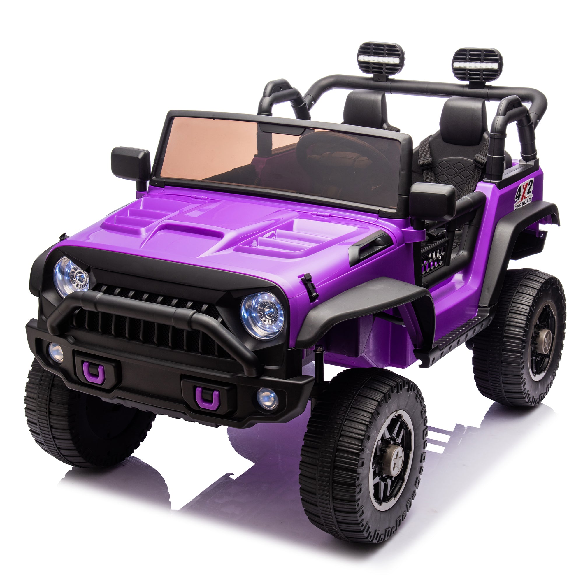 24V Two-Seater Kids Ride On Truck Car W/Parents Control, 200W*2, Seat Width 20.28In, Four-Wheel Suspension, Led Lights, Music, Mp3, Bluetooth, Two Independent Seat Belts, Suitable for Off-Road for Kids Aged 3+