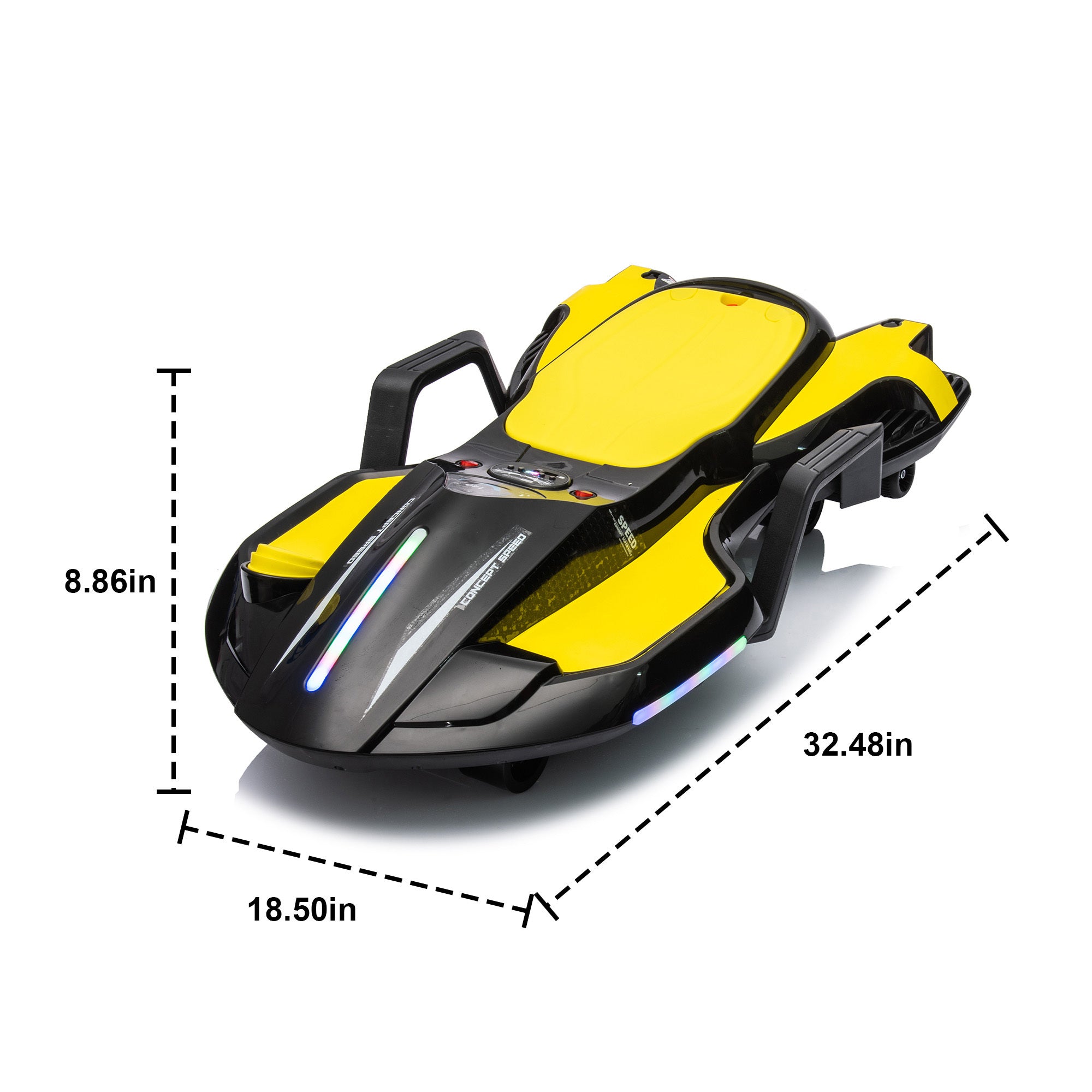 🆓🚛 24V Kids Ride On Electric Scooter W/ Helmet Knee Pads, Spray Function, 200W Motor, 5.59-6.84MPH, Gravity Steering, Bluetooth, Use for 1-2 Hours, Age 6+, Black & Yellow