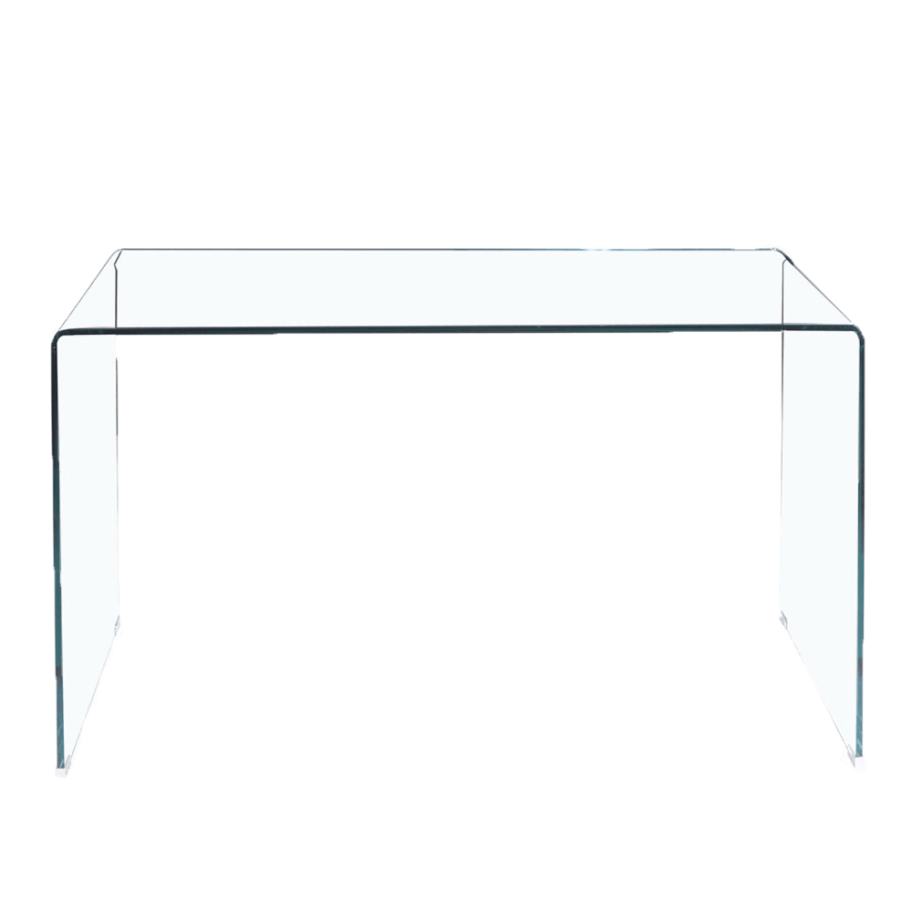 Glass Console Table, Transparent Tempered  Glass Console Table With Rounded Edges Desks, Sofa Table