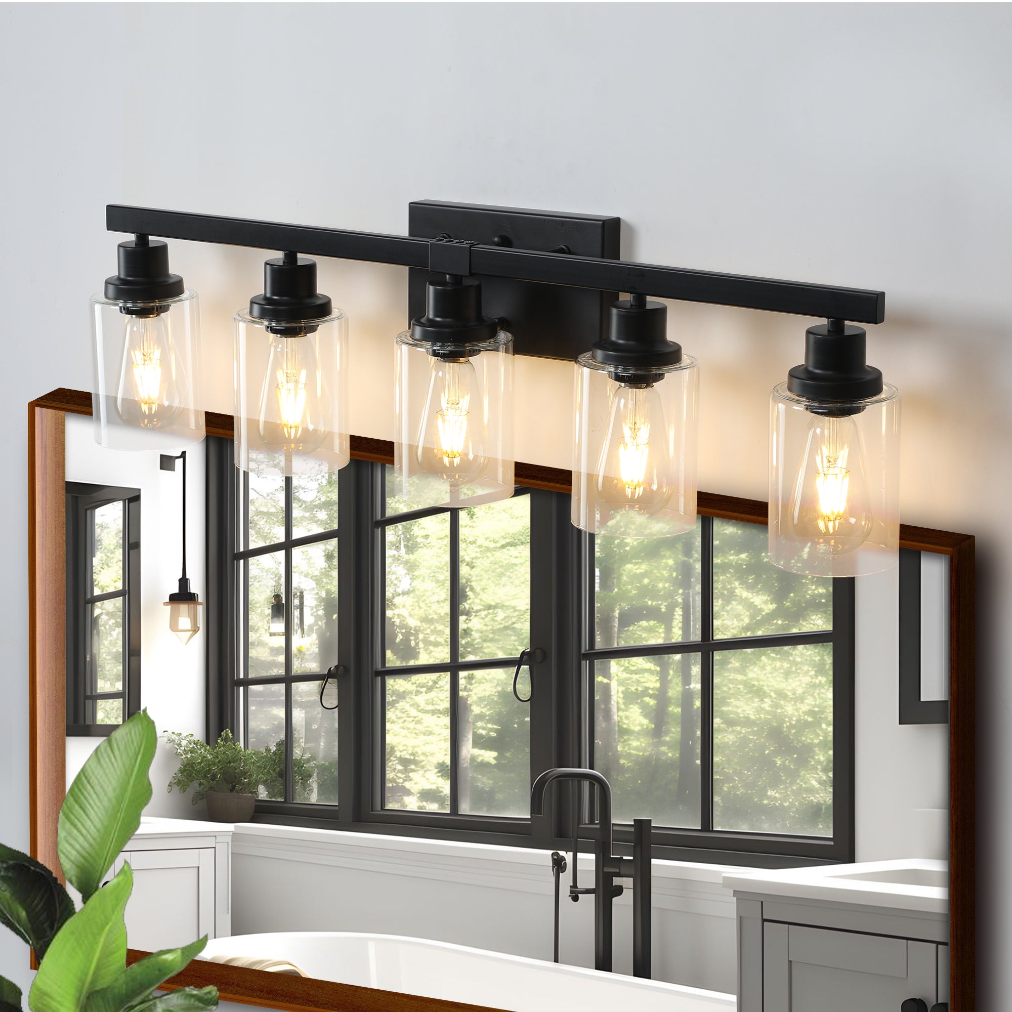 5-Lights Farmhouse Vanity Lights Fixture Rustic Bathroom Light Fixture Bathroom Sconce (Without Bulbs)