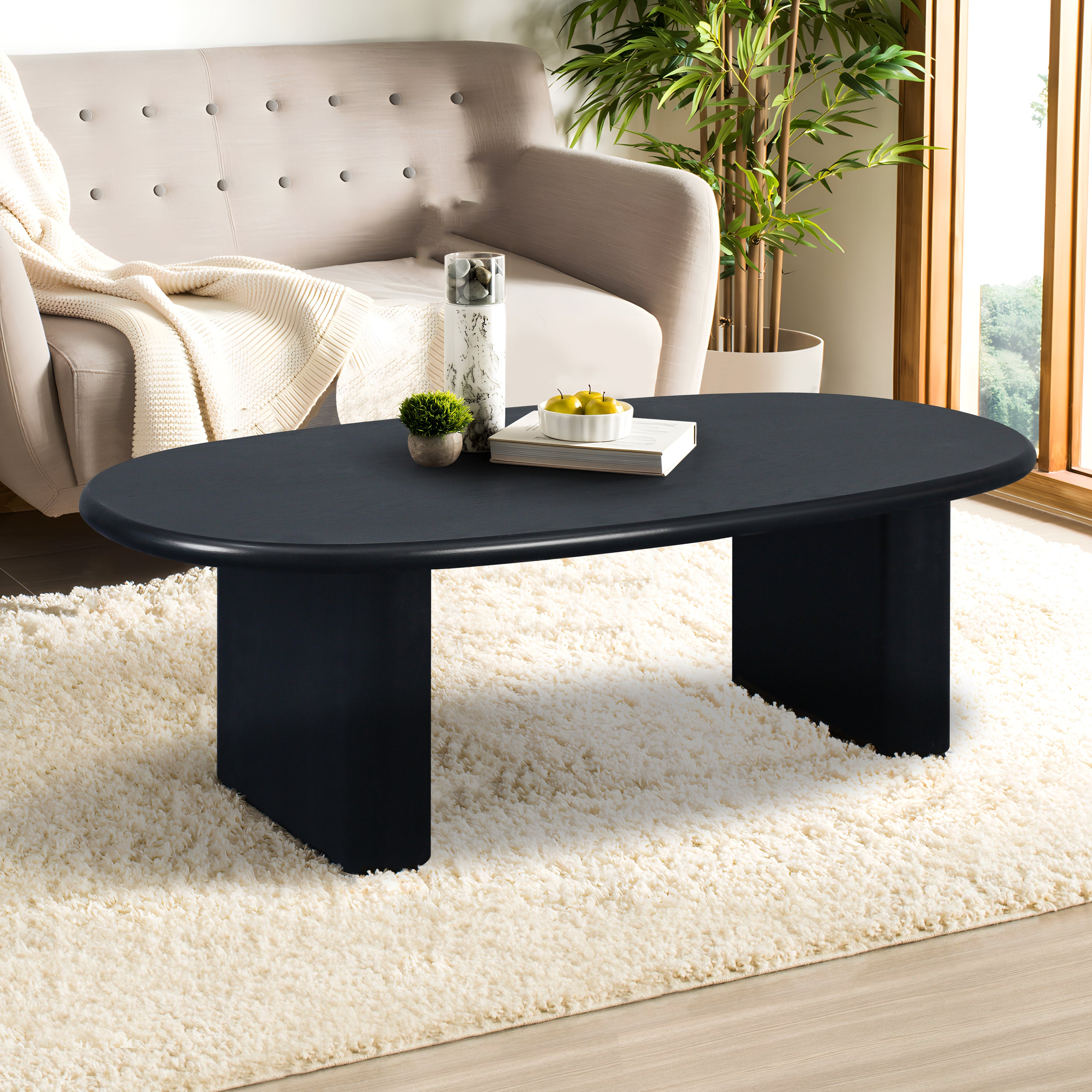 🆓🚛 51'' Tapered Tabletop Coffee Table (Black)
