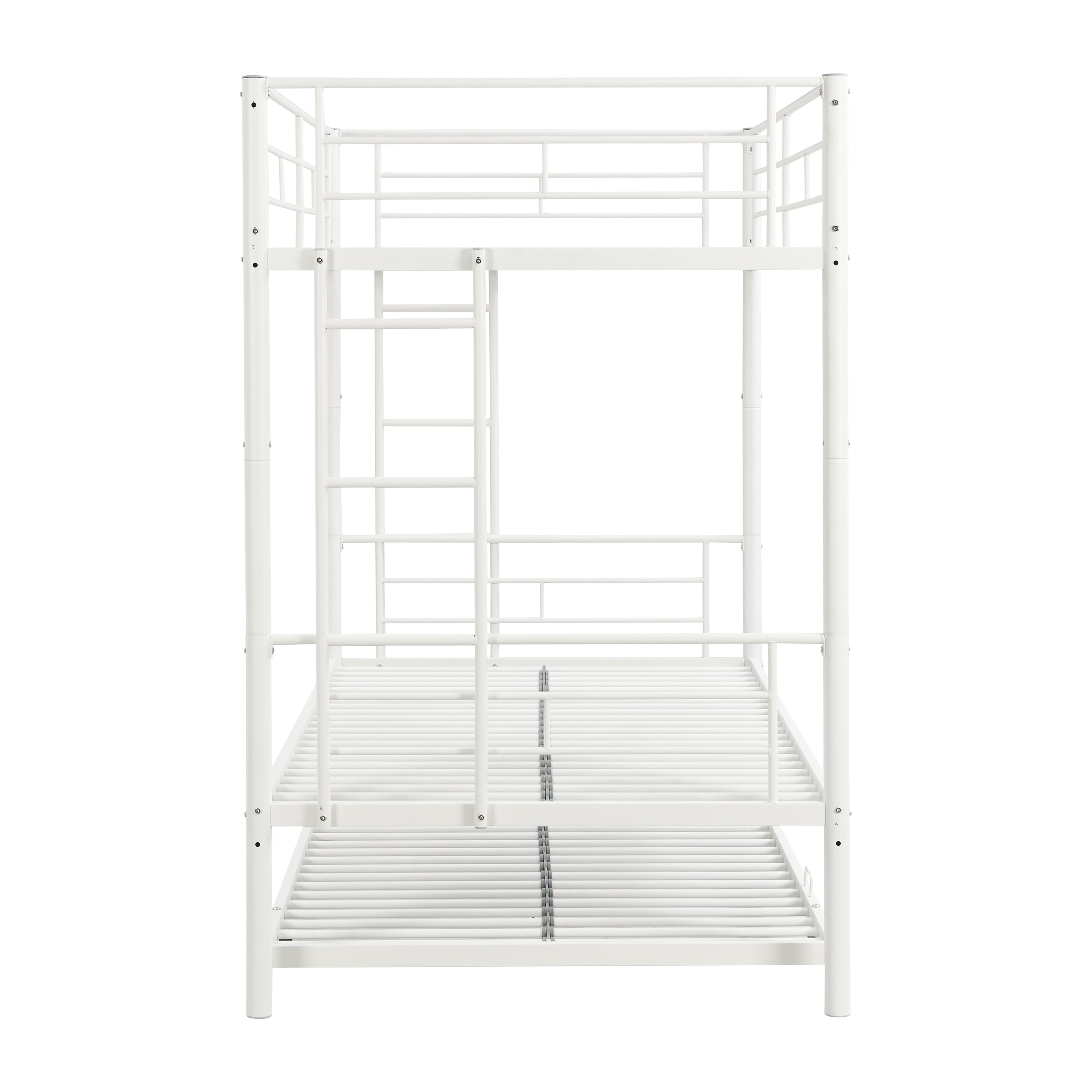 Metal Bunk Bed with trundle, White