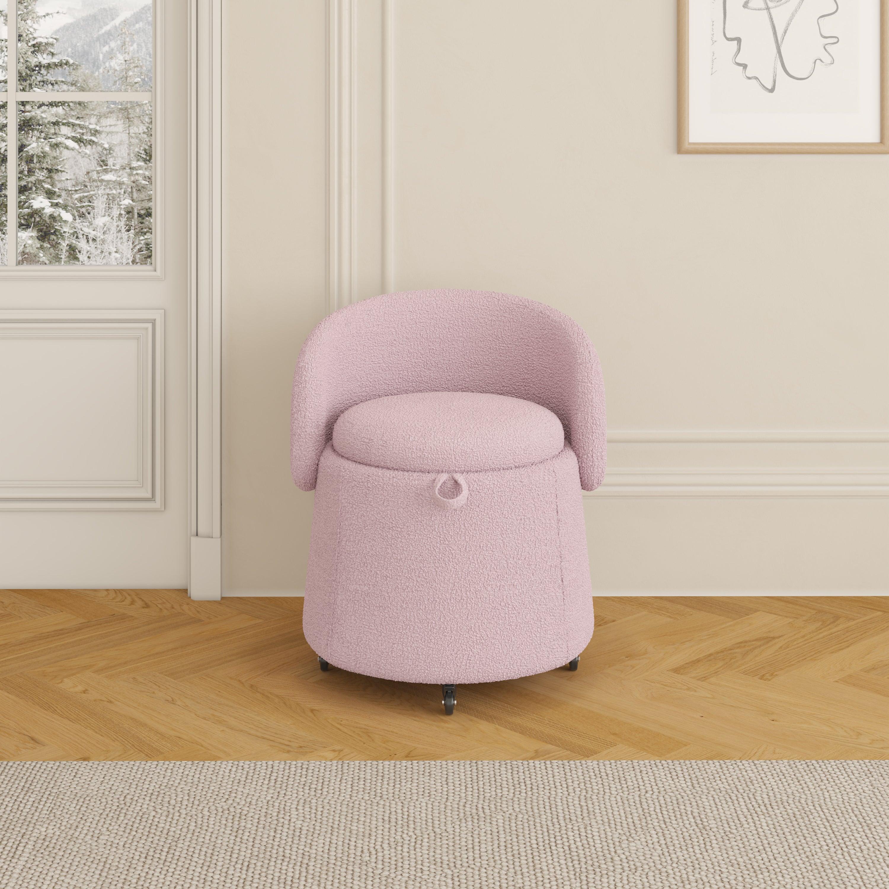 🆓🚛 Multi-Functional Stool 23" Movable Storage, Pink Teddy Fleece Everywhere in The Bedroom & Living Room