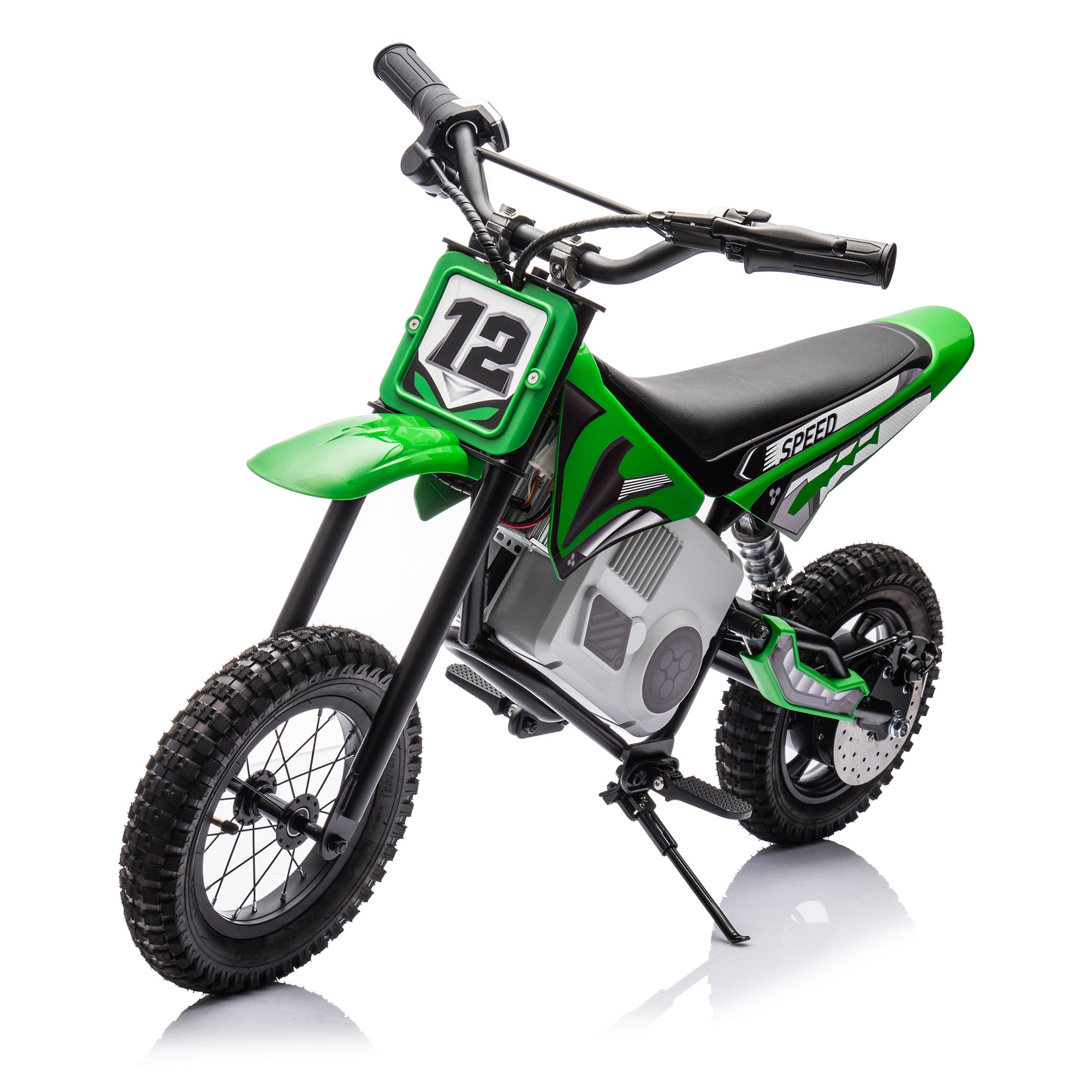 🆓🚛 36V Electric Mini Dirt Motorcycle for Kids, 350W Xxxl Motorcycle, Stepless Variable Speed Drive, Disc Brake, No Chain, Steady Acceleration, Horn, Power Display, Rate Display, 176 Pounds for 50M Or More, Age 14+, Green