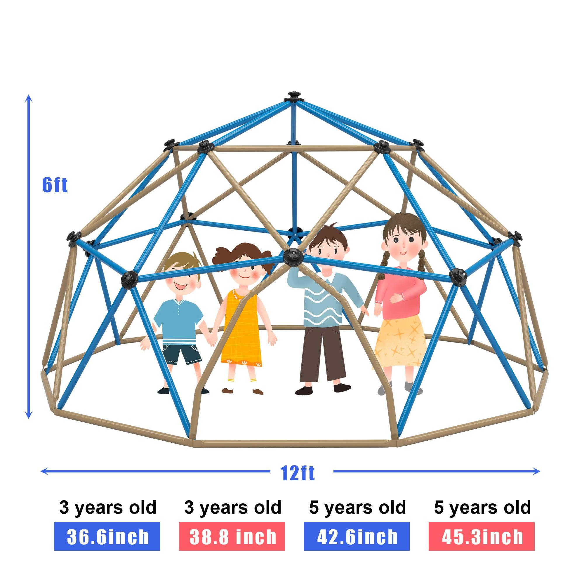 🆓🚛 Kids Climbing Dome Tower - 12 Ft Jungle Gym Geometric Playground Dome Climber Monkey Bars Play Center, Rust & Uv Resistant Steel Supporting 1000 Lbs