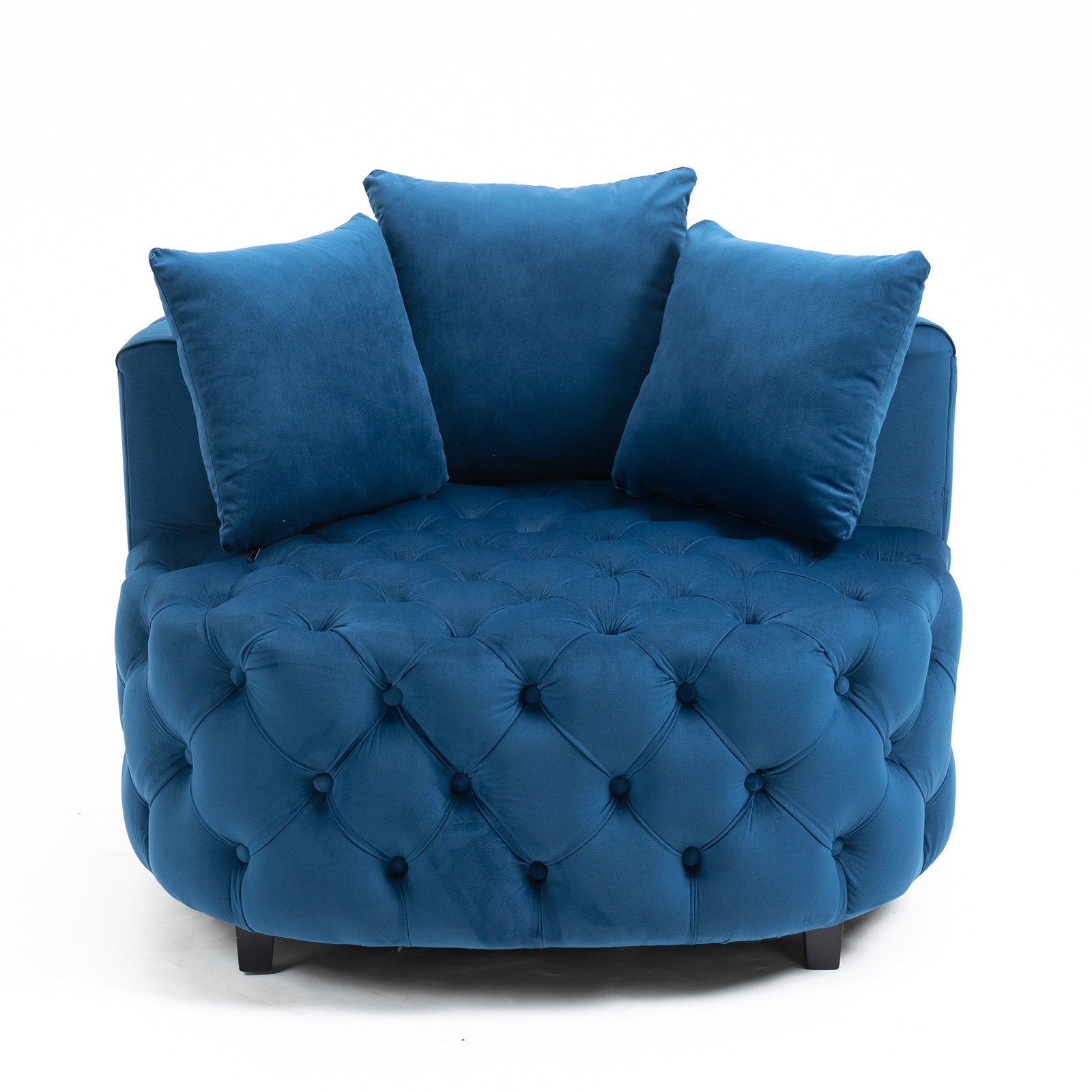 🆓🚛 Accent Chair / Classical Barrel Chair for Living Room / Modern Leisure Sofa Chair, Blue