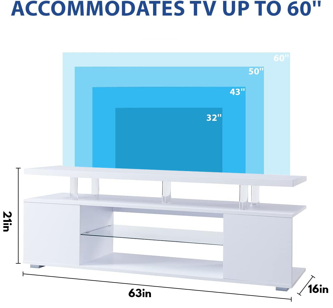 TV Stand for 70 Inch TV Led Gaming Entertainment Center Media Storage Console Table With Large Side Cabinet for Living Room (White)