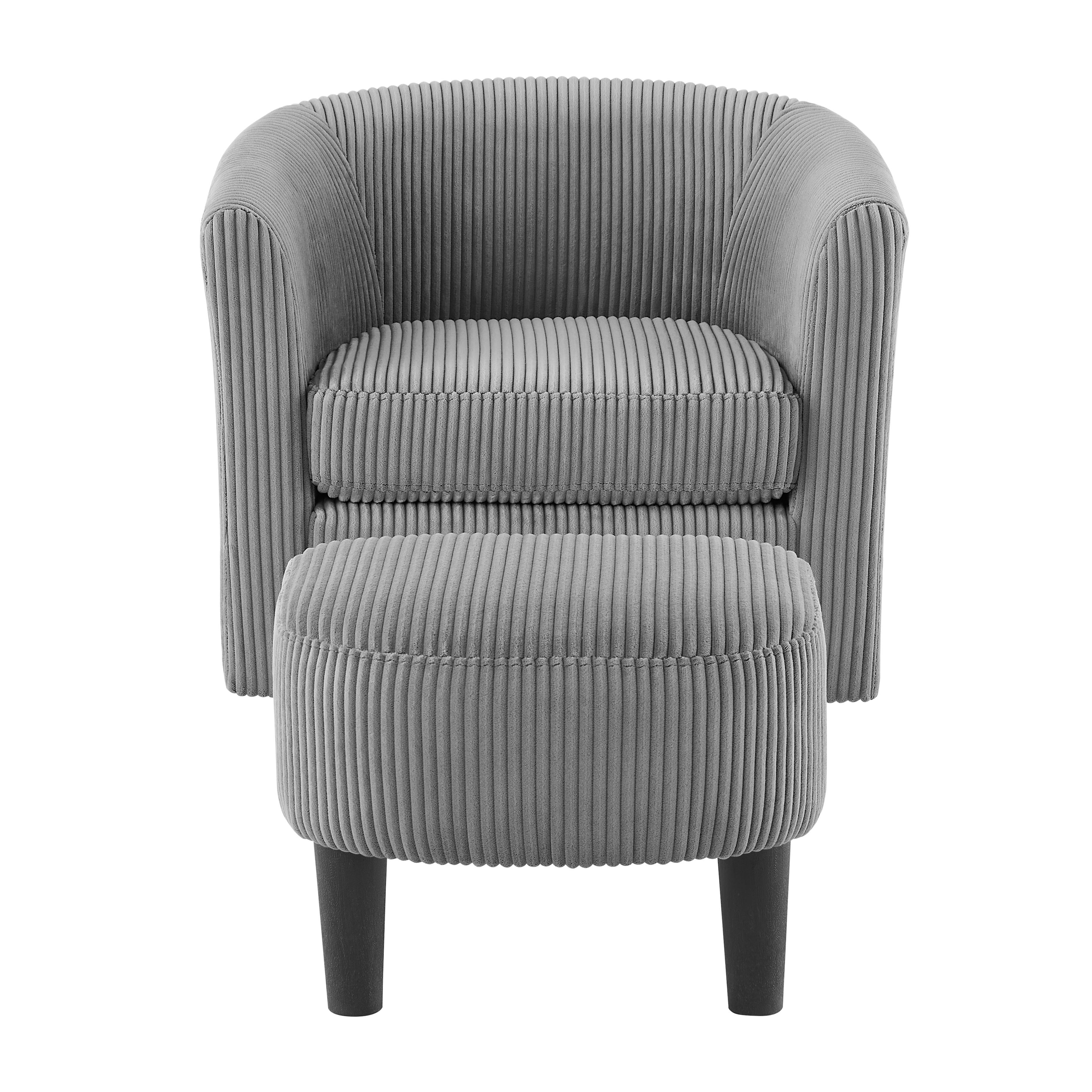 Swivel Accent Chair 360° Comfy Recliner Corduroy Arm Chair Single Sofa with Ottoman for Living Room Bedroom, Gray