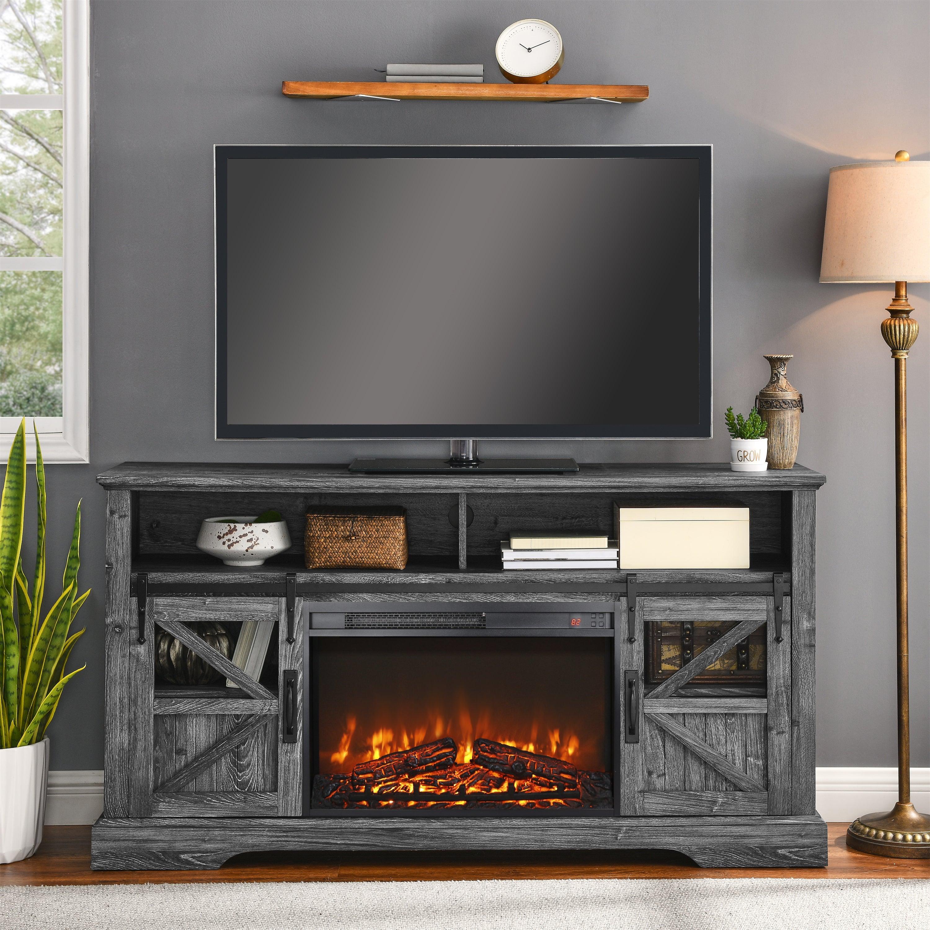 🆓🚛 26" Electric Fireplace Insert, Ultra Thin Heater With Log Set & Realistic Flame, Remote Control With Timer, Overheating Protection