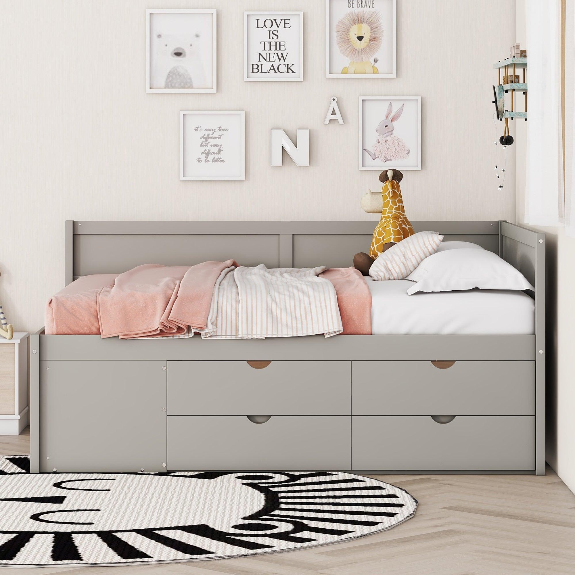 🆓🚛 Full Size Daybed With Drawers & Shelves, Gray