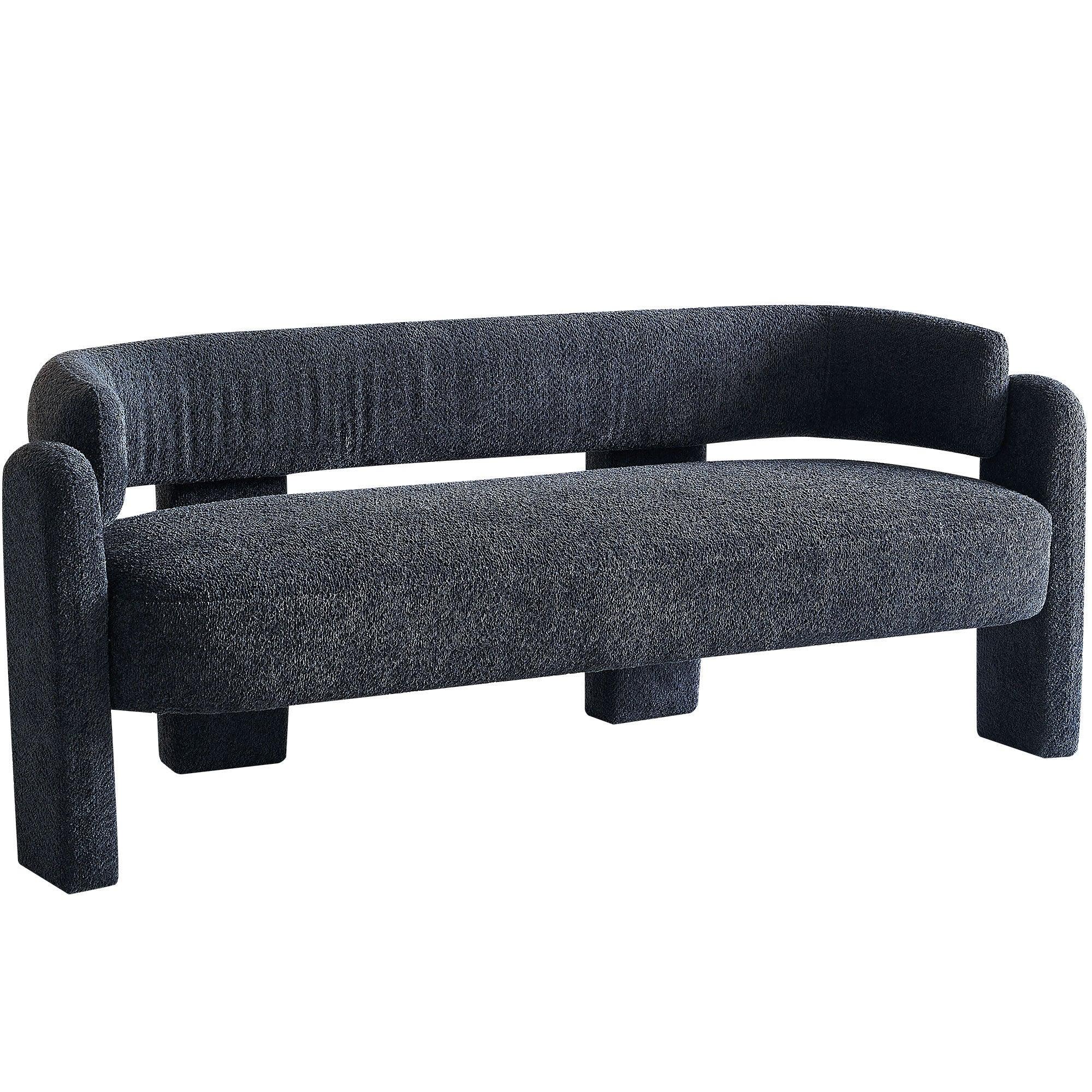 🆓🚛 75.59" Wide Boucle Upholstery Modern Sofa for Living Room, Dark Gray