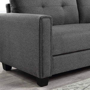 🆓🚛 81" Linen Fabric Upholstery Sofa Couch, Tufted Cushions, Easy Assembly, Dark Grey - LamCham