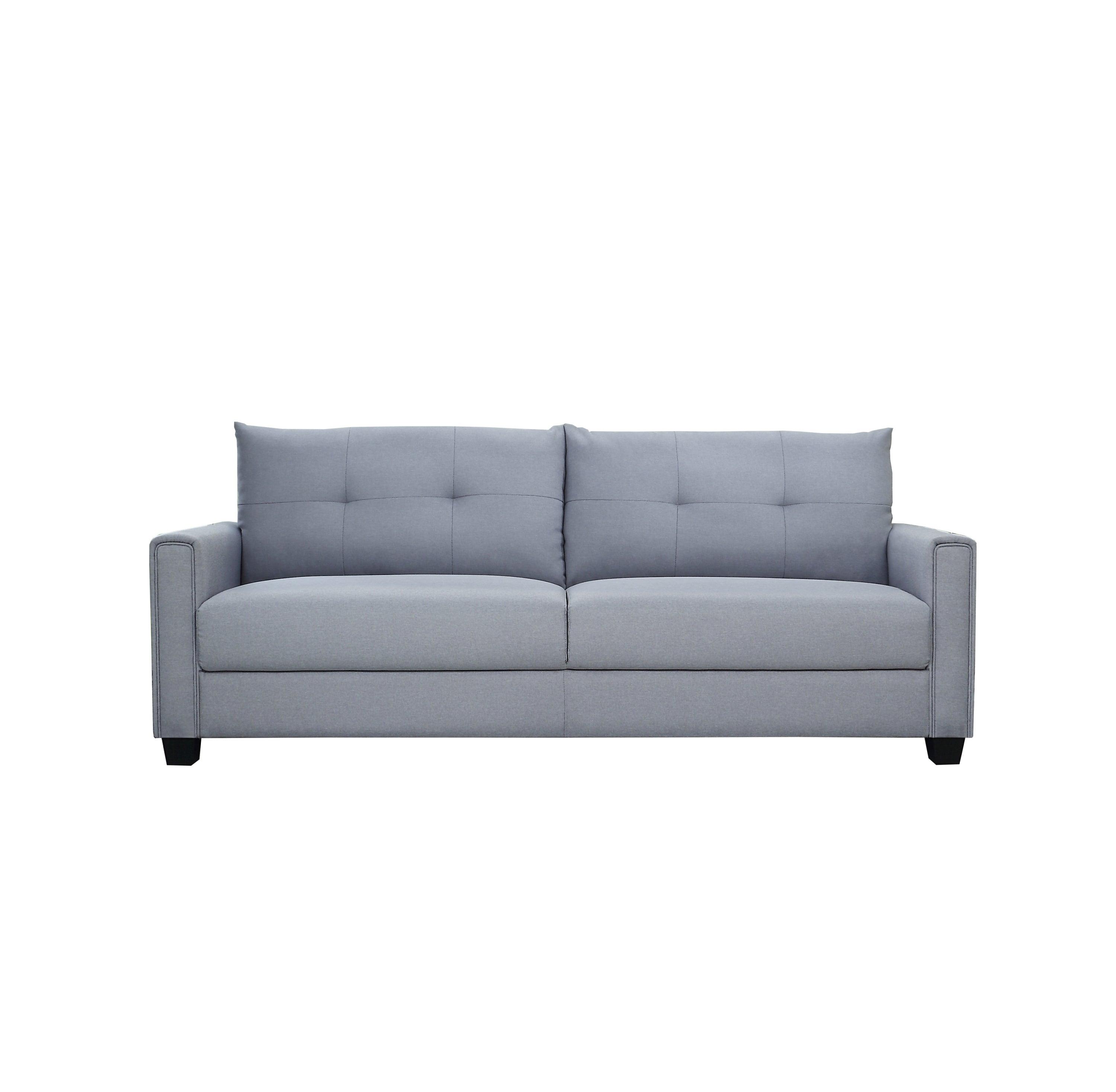 🆓🚛 81" Linen Fabric Upholstery Sofa Couch, Tufted Cushions, Easy Assembly, Light Grey - LamCham