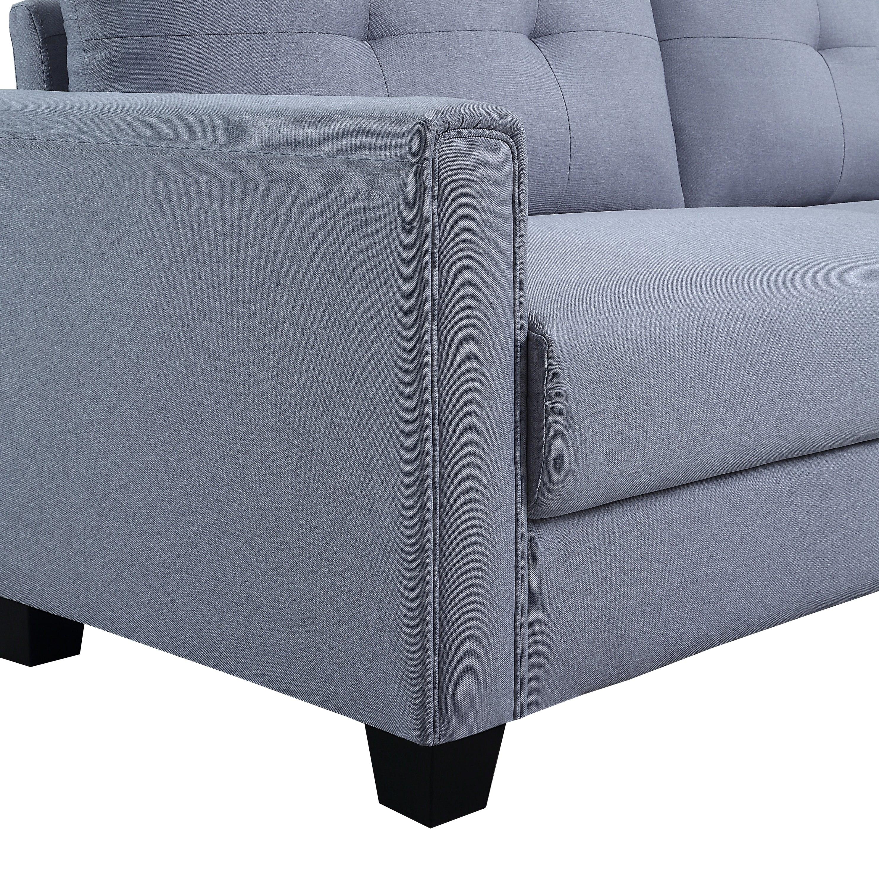 🆓🚛 81" Linen Fabric Upholstery Sofa Couch, Tufted Cushions, Easy Assembly, Light Grey - LamCham