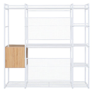 Open-Style Wardrobe with Hanging Rails, Shelves and Drawers, White - LamCham