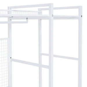 Open-Style Wardrobe with Hanging Rails, Shelves and Drawers, White - LamCham