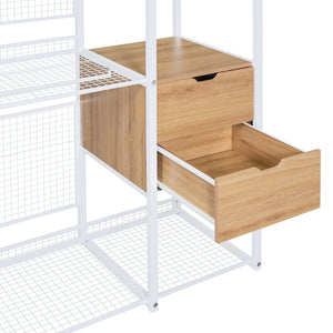 Open-Style Wardrobe with Hanging Rails, Shelves and Drawers, White - LamCham